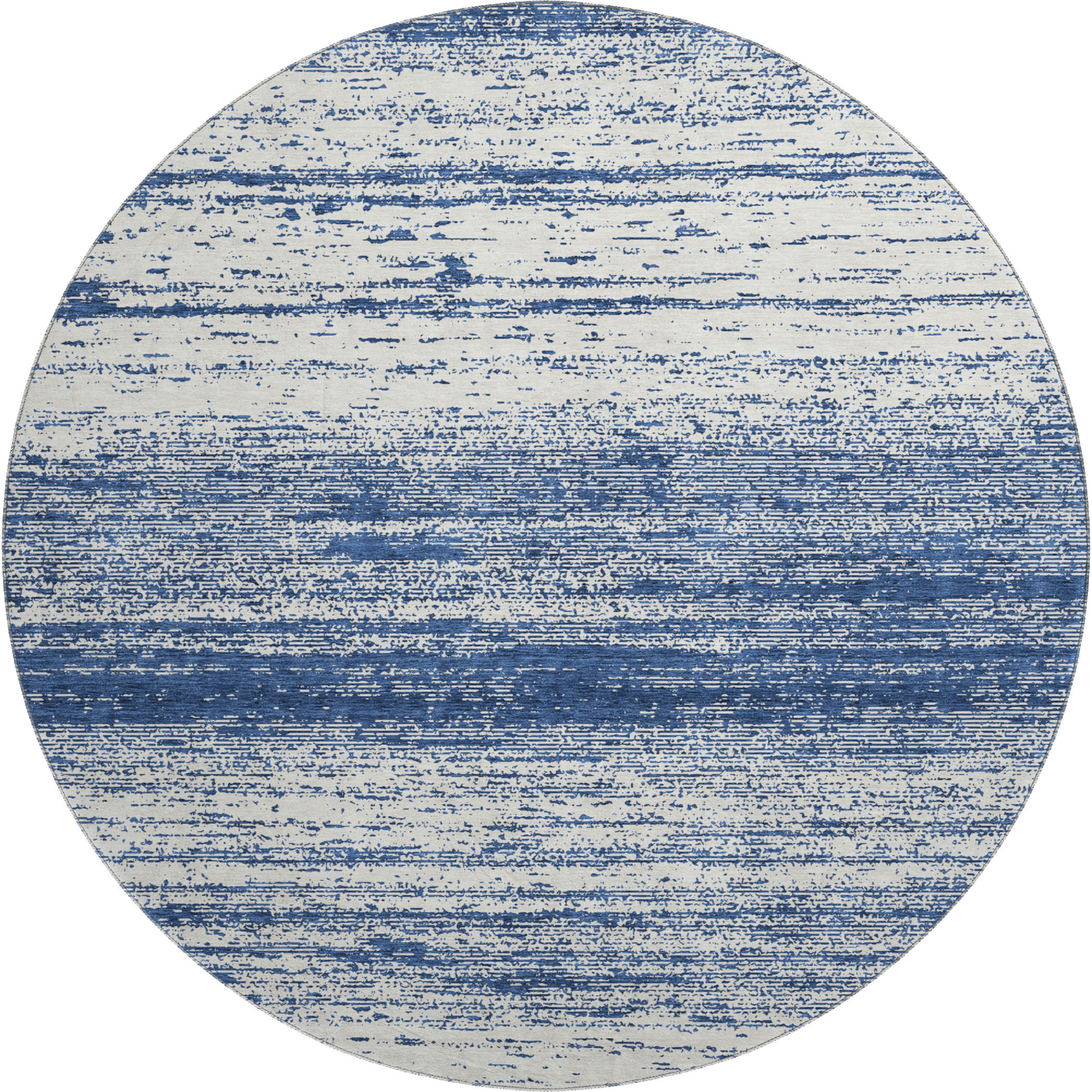 Vienna Machine Washable Transitional Navy Blue Rug 8' x 8' #shape_Round