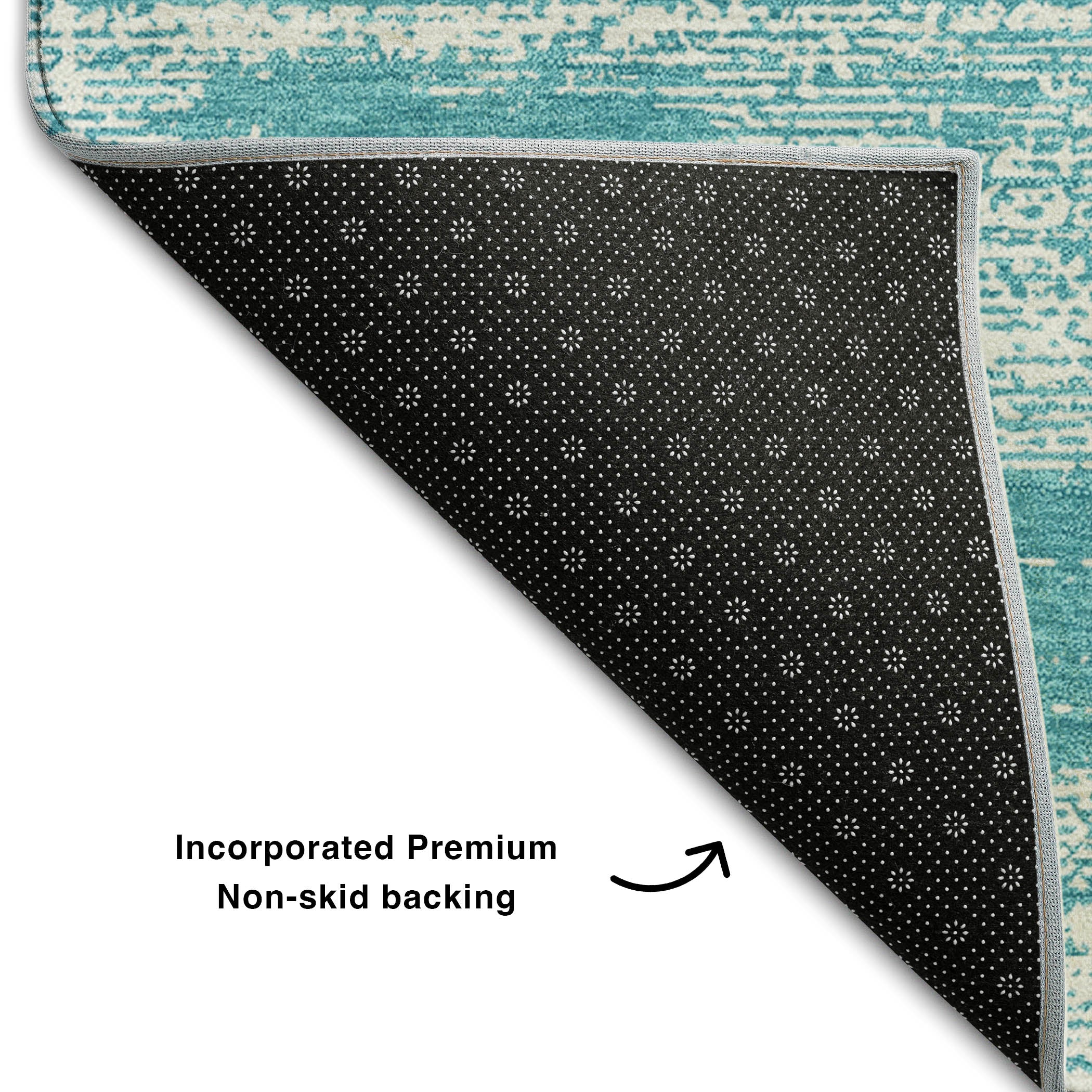 Vienna Machine Washable Transitional Teal Rug 1'8" x 2'6" #shape_Rectangle