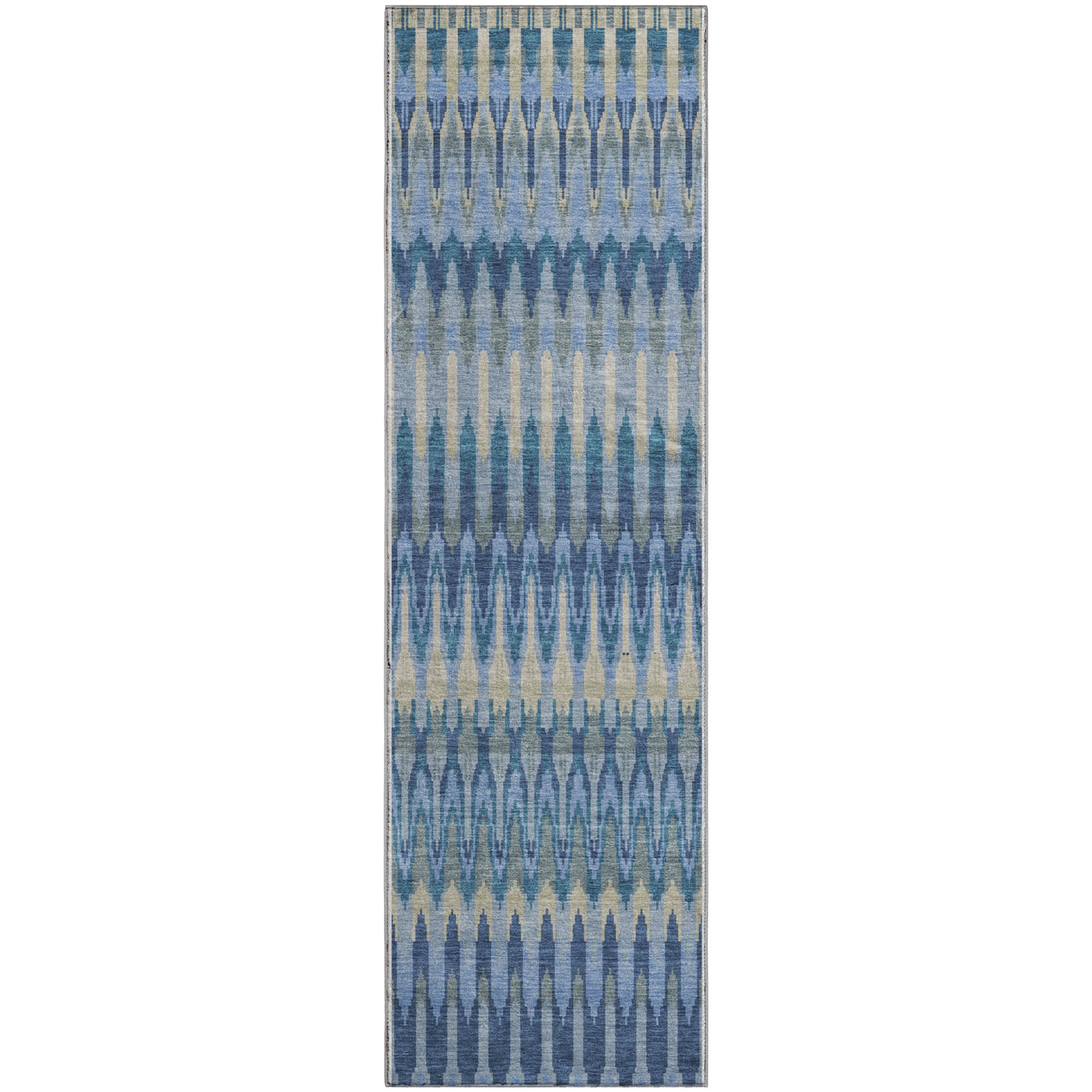 Split Machine Washable Transitional Denim Blue Rug 2'3" x 7'6" #shape_Runner