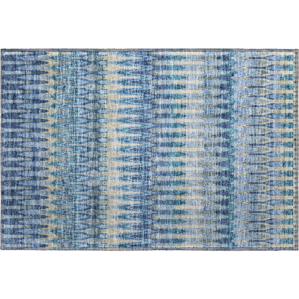 Split Machine Washable Transitional Denim Blue Rug 1'8" x 2'6"