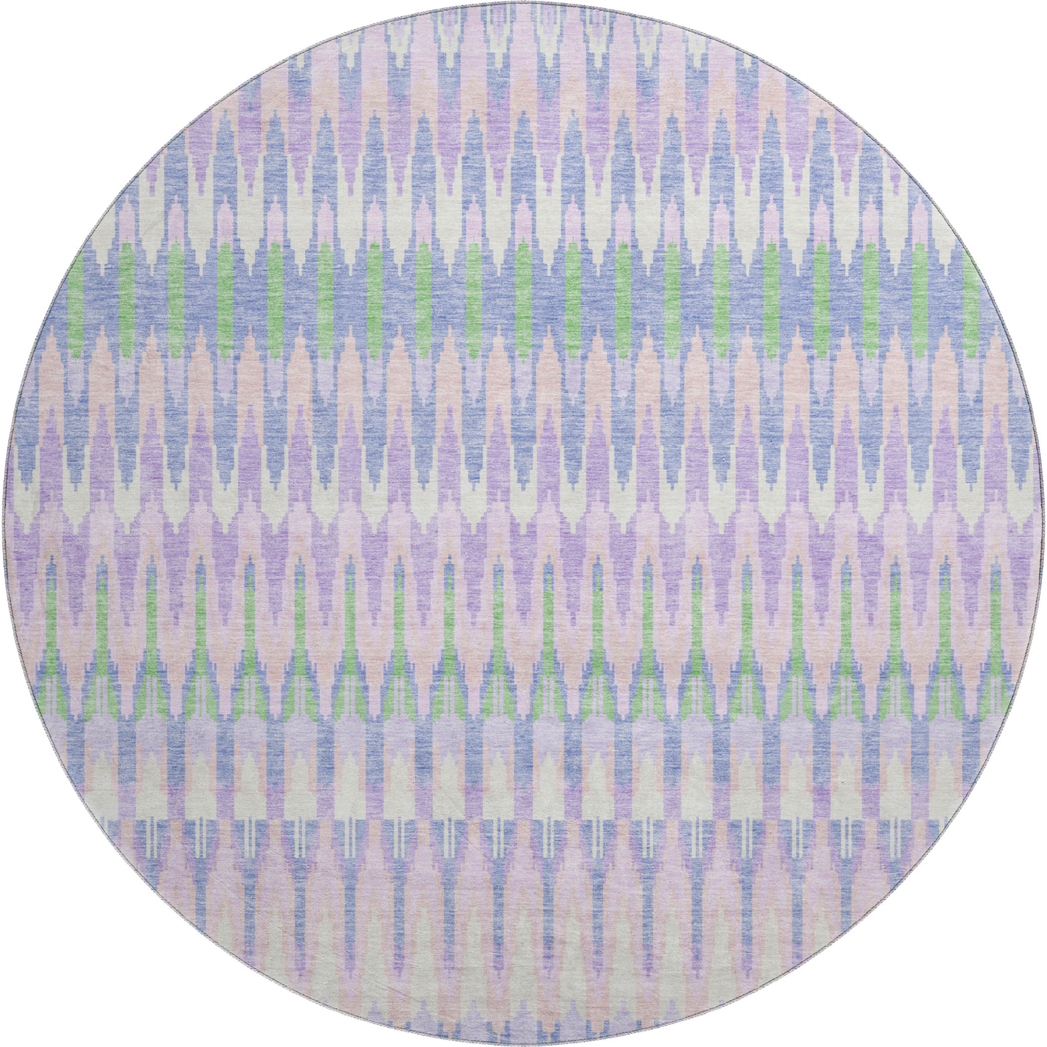 Split Machine Washable Transitional Lavender Purple Rug 8' x 8' #shape_Round