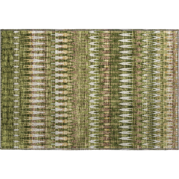 Split Machine Washable Transitional Olive Green Rug 1'8" x 2'6"