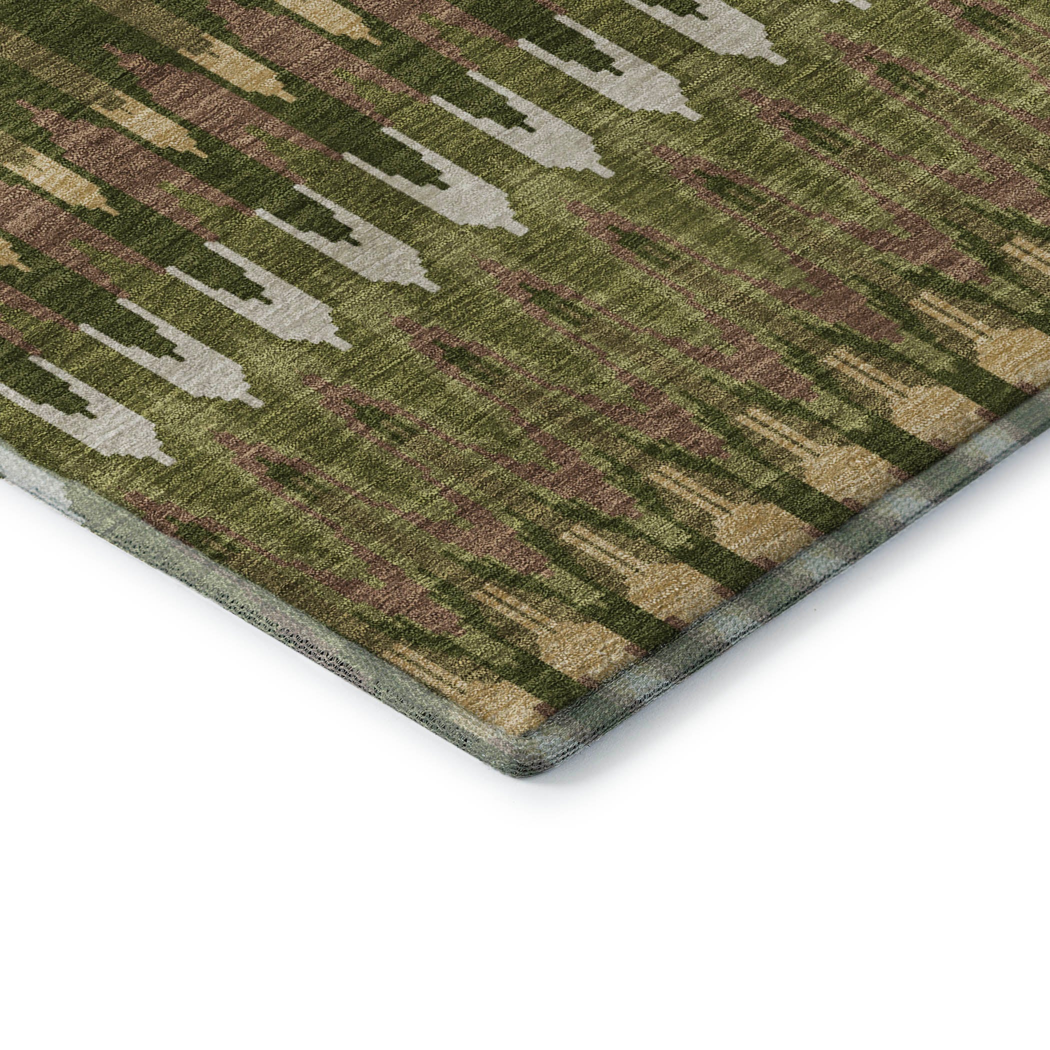 Split Machine Washable Transitional Olive Green Rug 1'8" x 2'6" #shape_Rectangle