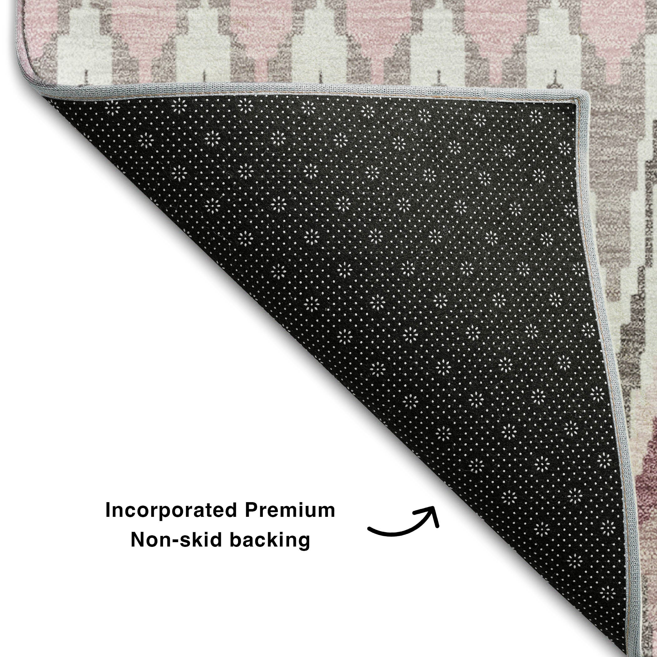 Split Machine Washable Transitional Pink Rug 1'8" x 2'6" #shape_Rectangle