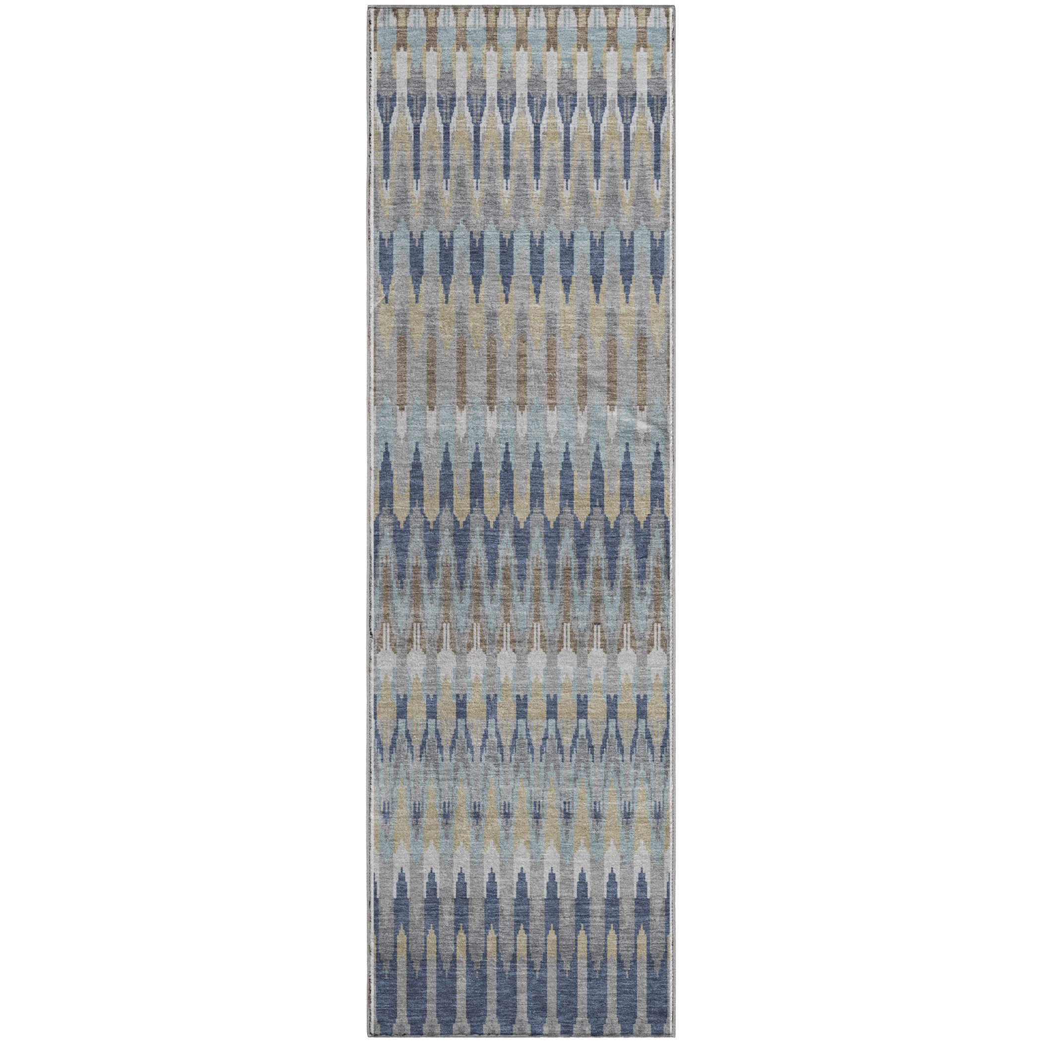 Split Machine Washable Transitional Taupe Brown Rug 2'3" x 7'6" #shape_Runner