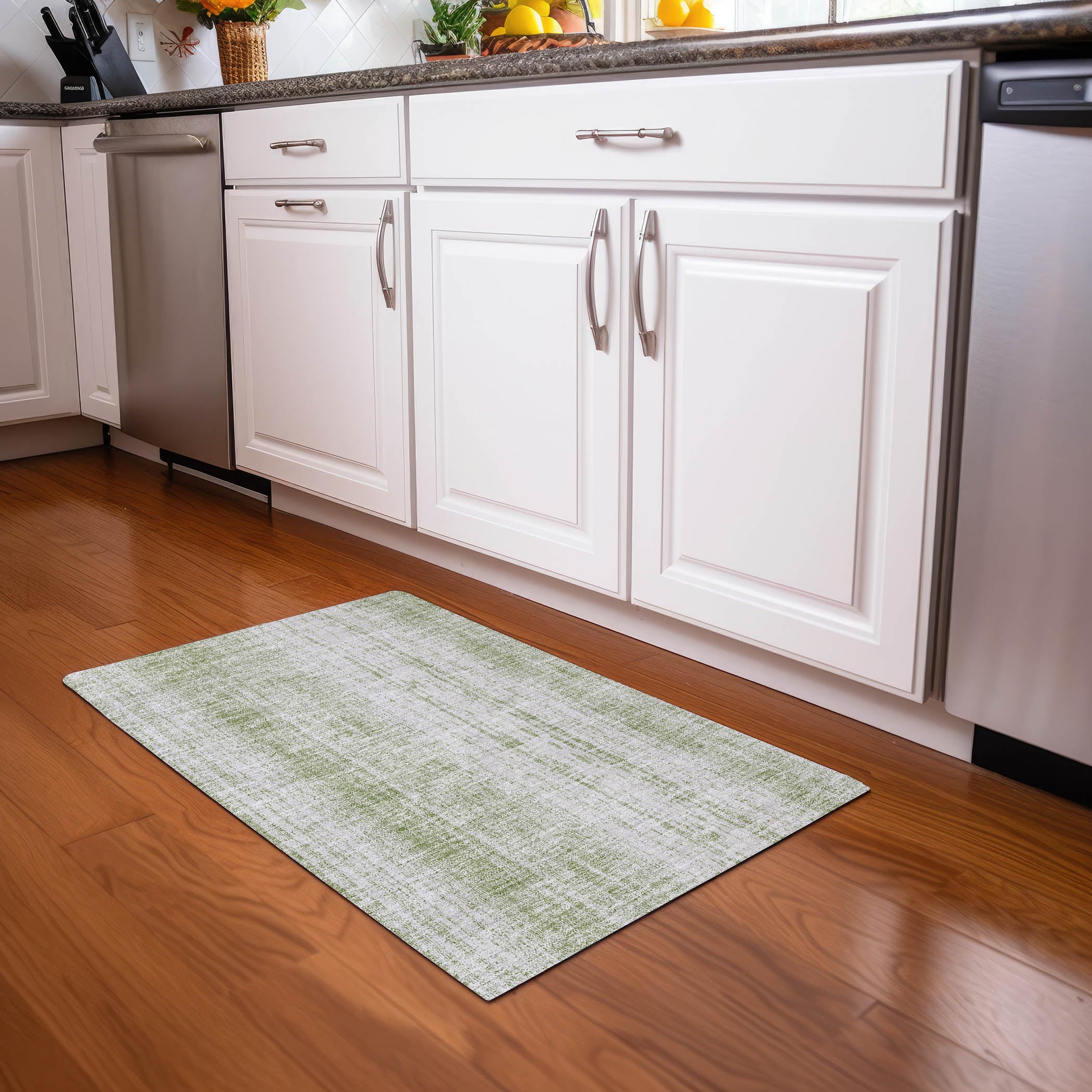 Lucerne Machine Washable Transitional Aloe Green Rug 1'8" x 2'6" #shape_Rectangle