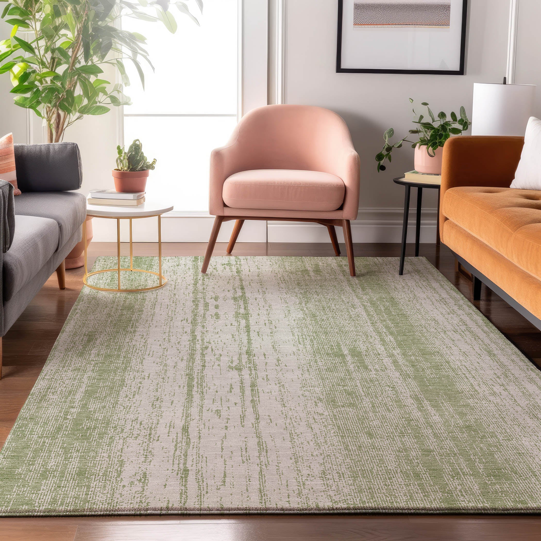 Lucerne Machine Washable Transitional Aloe Green Rug 2'6" x 3'10" #shape_Rectangle