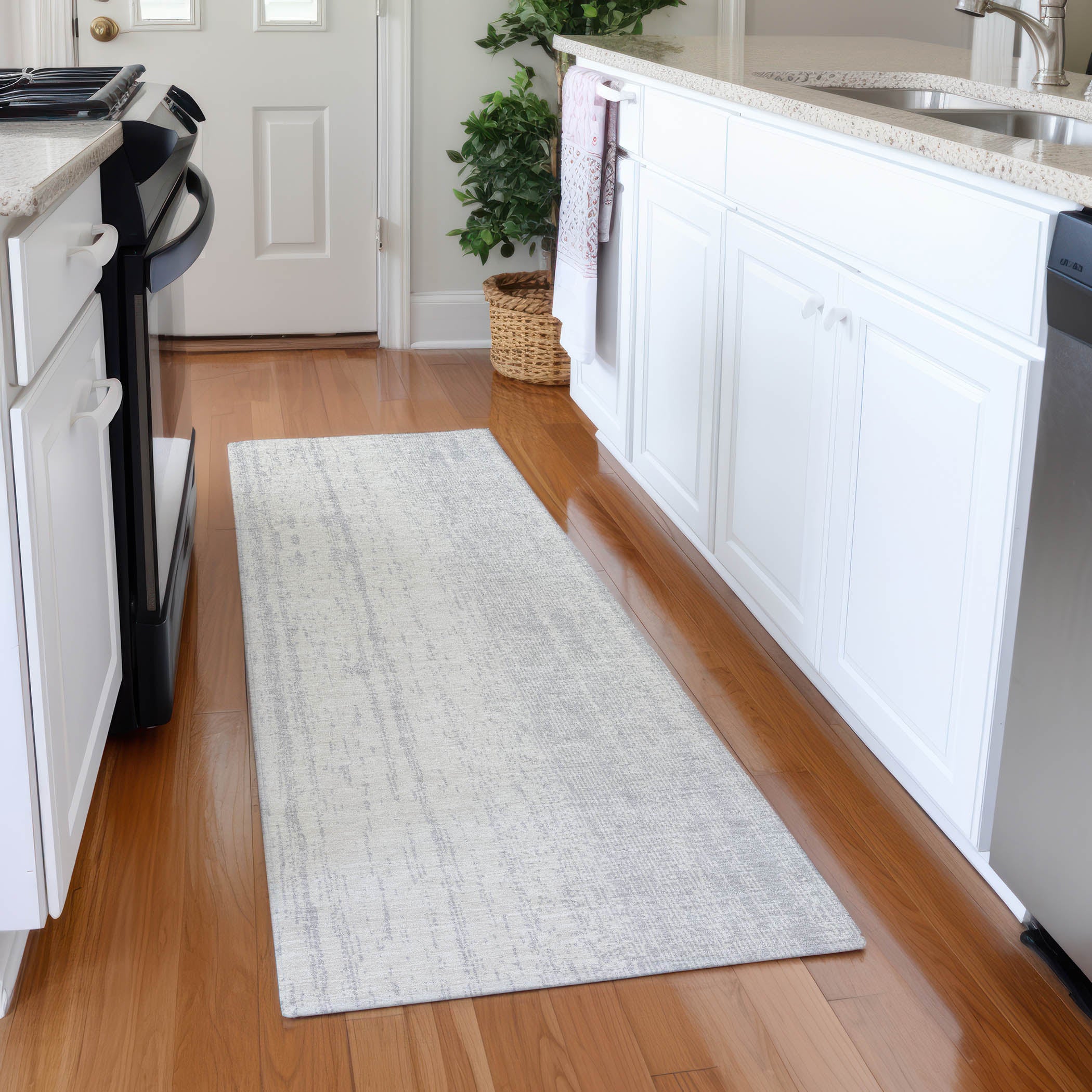 Lucerne Machine Washable Transitional Silver Gray Rug 2'3" x 7'6" #shape_Runner