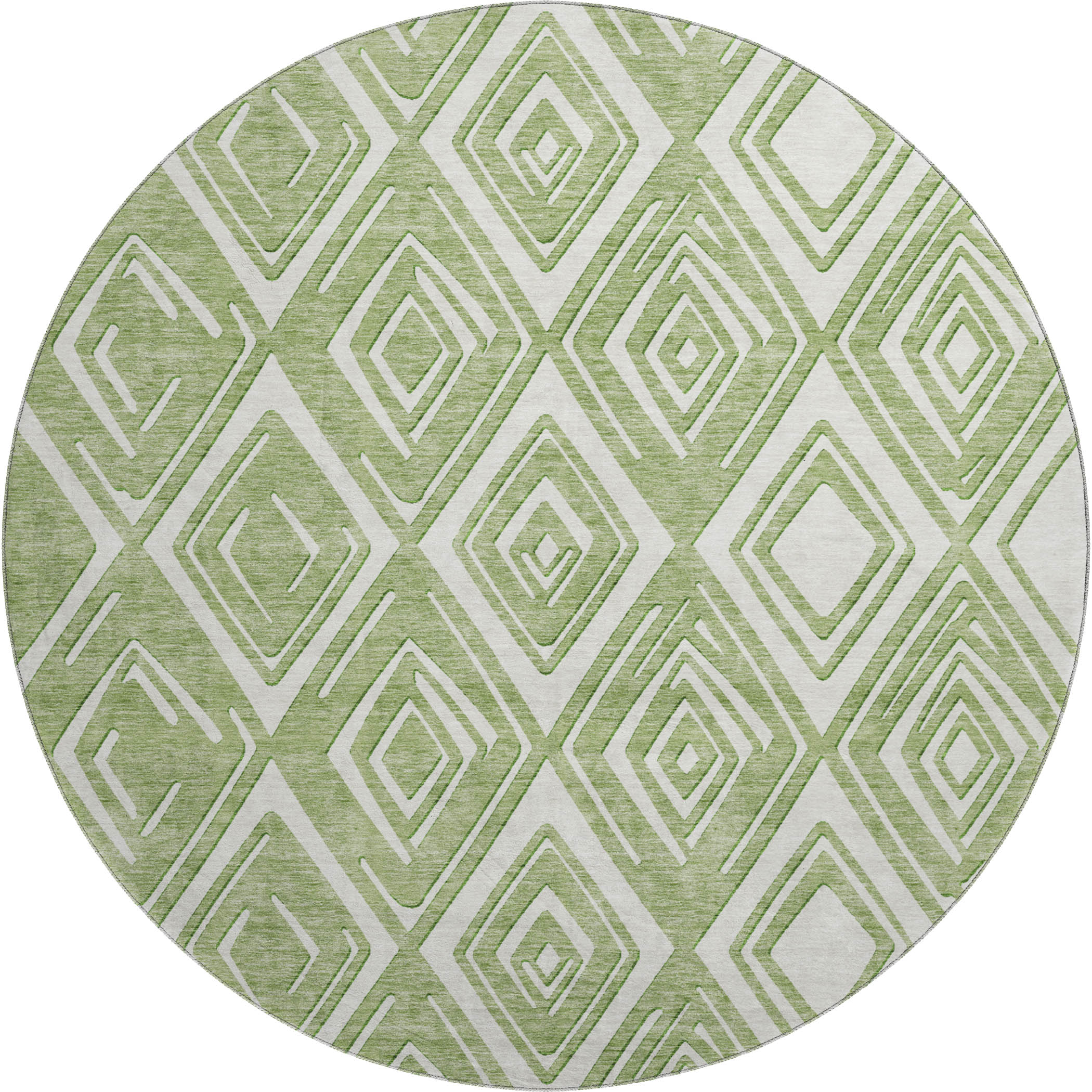 Tbilisi Machine Washable Transitional Green Rug 8' x 8' #shape_Round