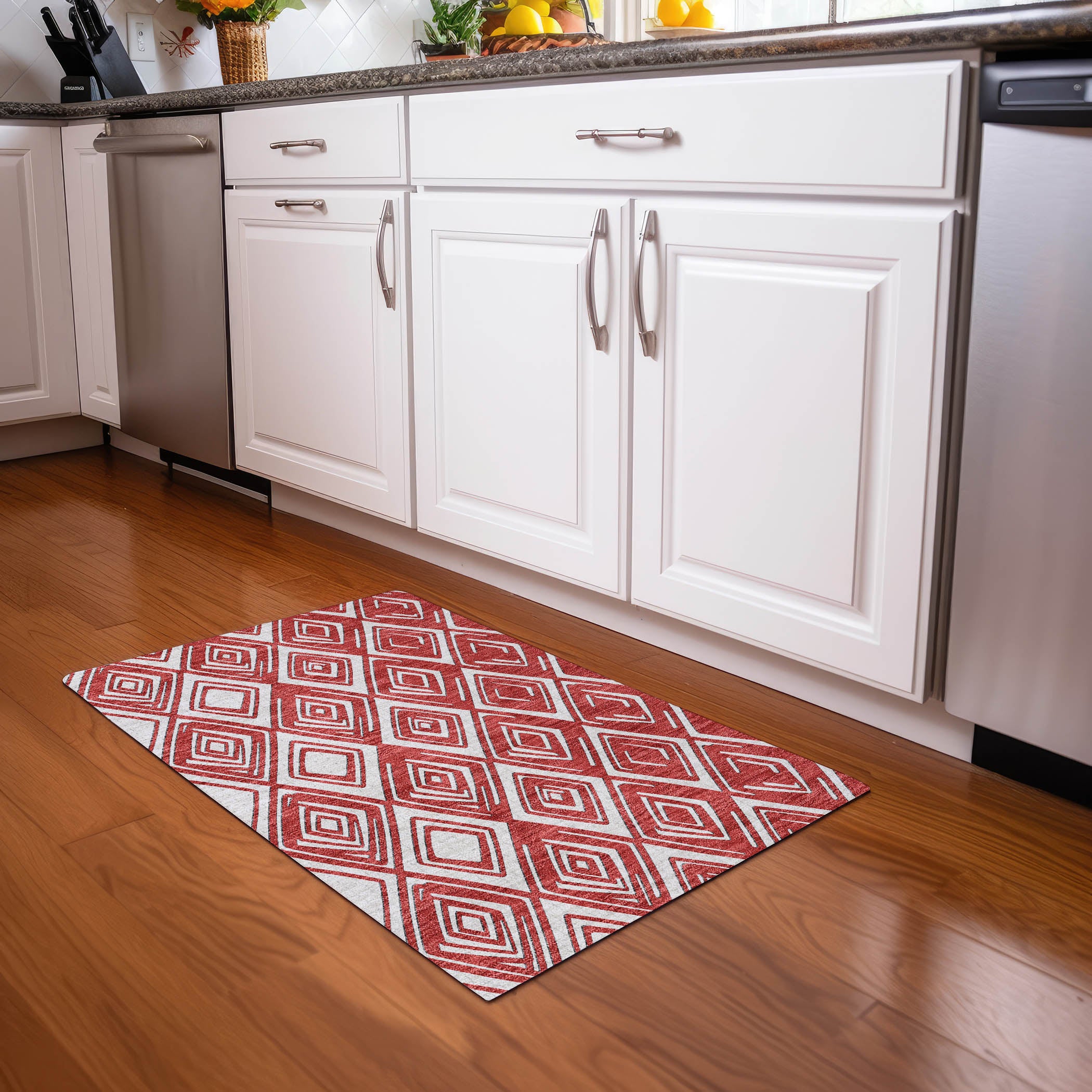 Tbilisi Machine Washable Transitional Red Rug 1'8" x 2'6" #shape_Rectangle