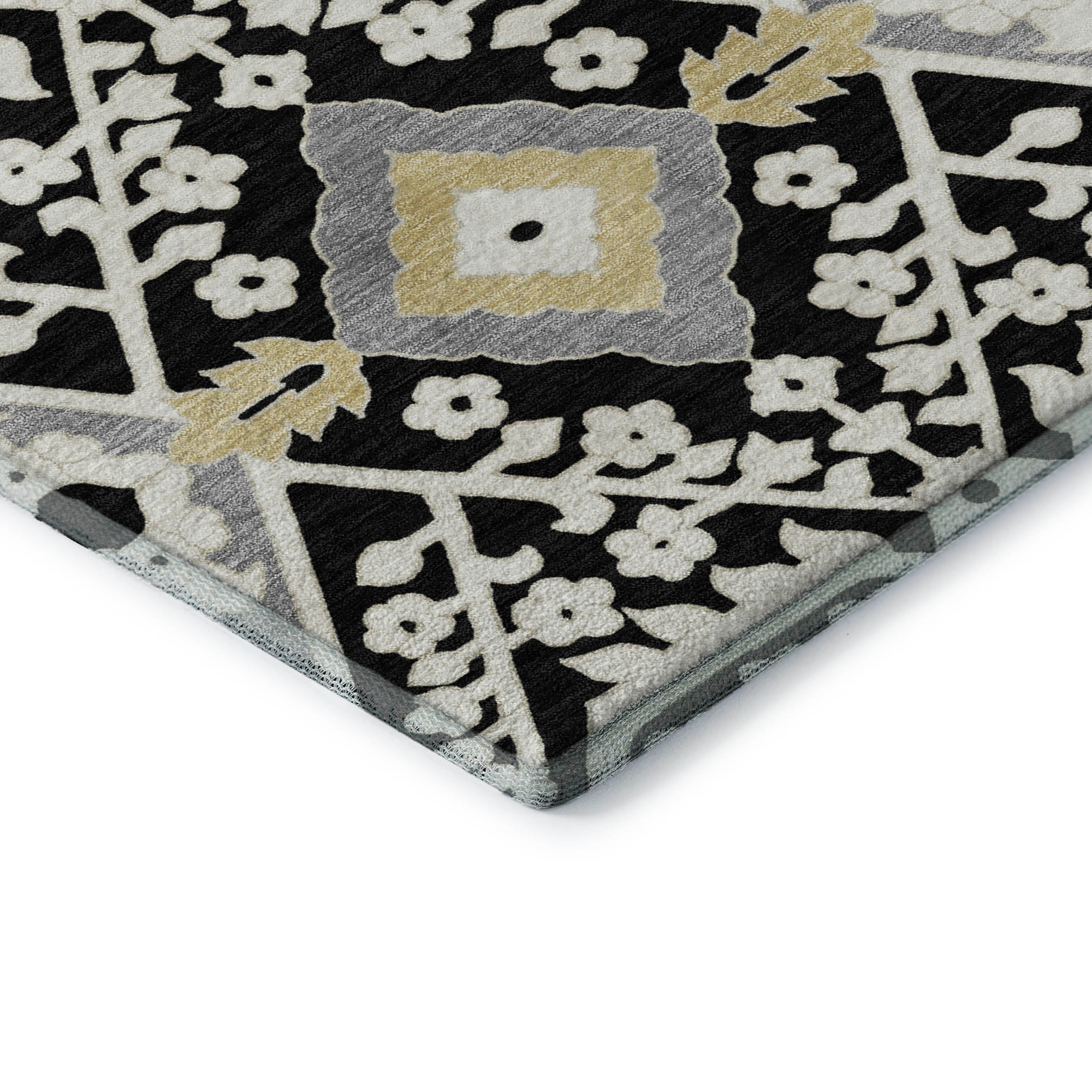 Sintra Machine Washable Transitional Black Rug 1'8" x 2'6" #shape_Rectangle