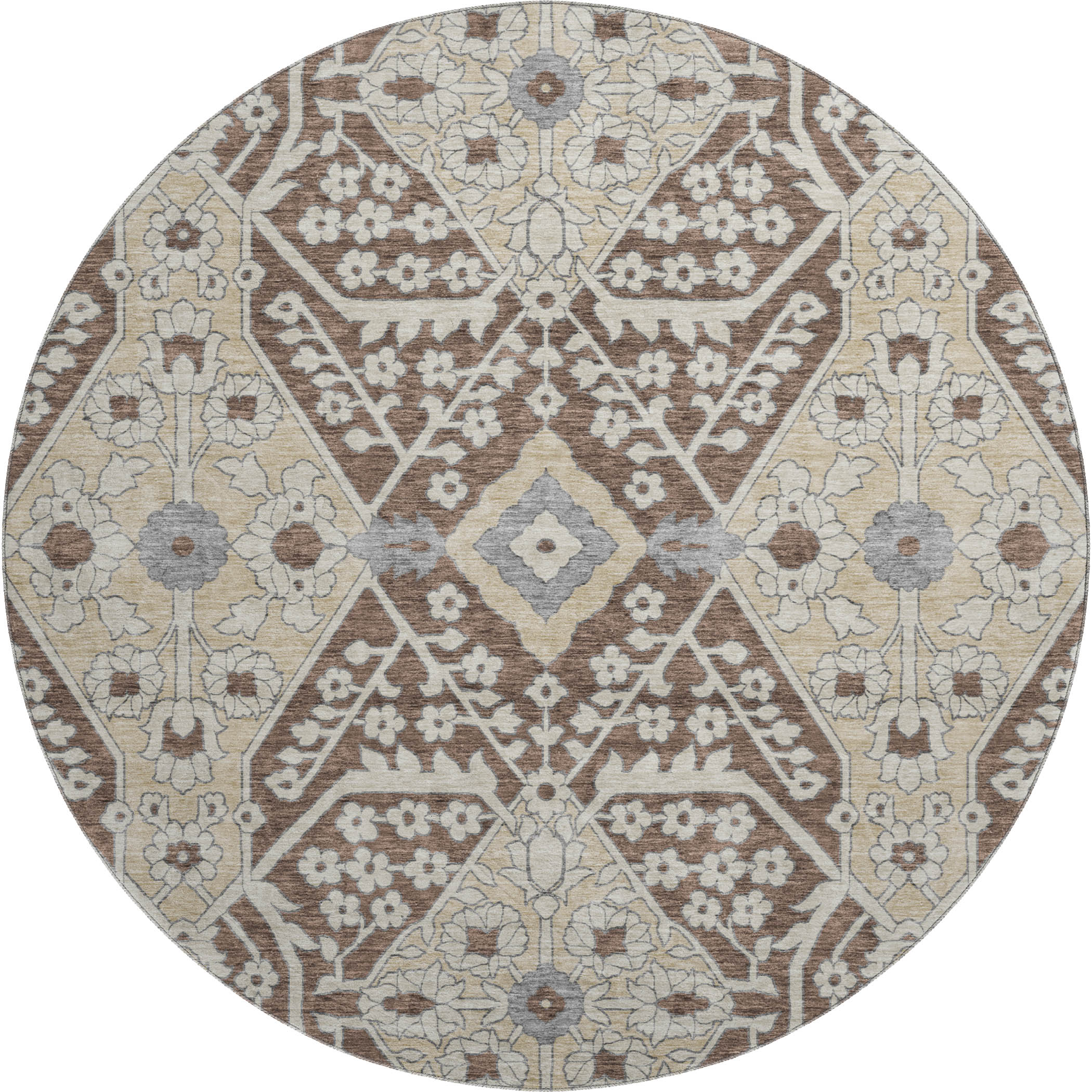 Sintra Machine Washable Transitional Chocolate Brown Rug 8' x 8' #shape_Round