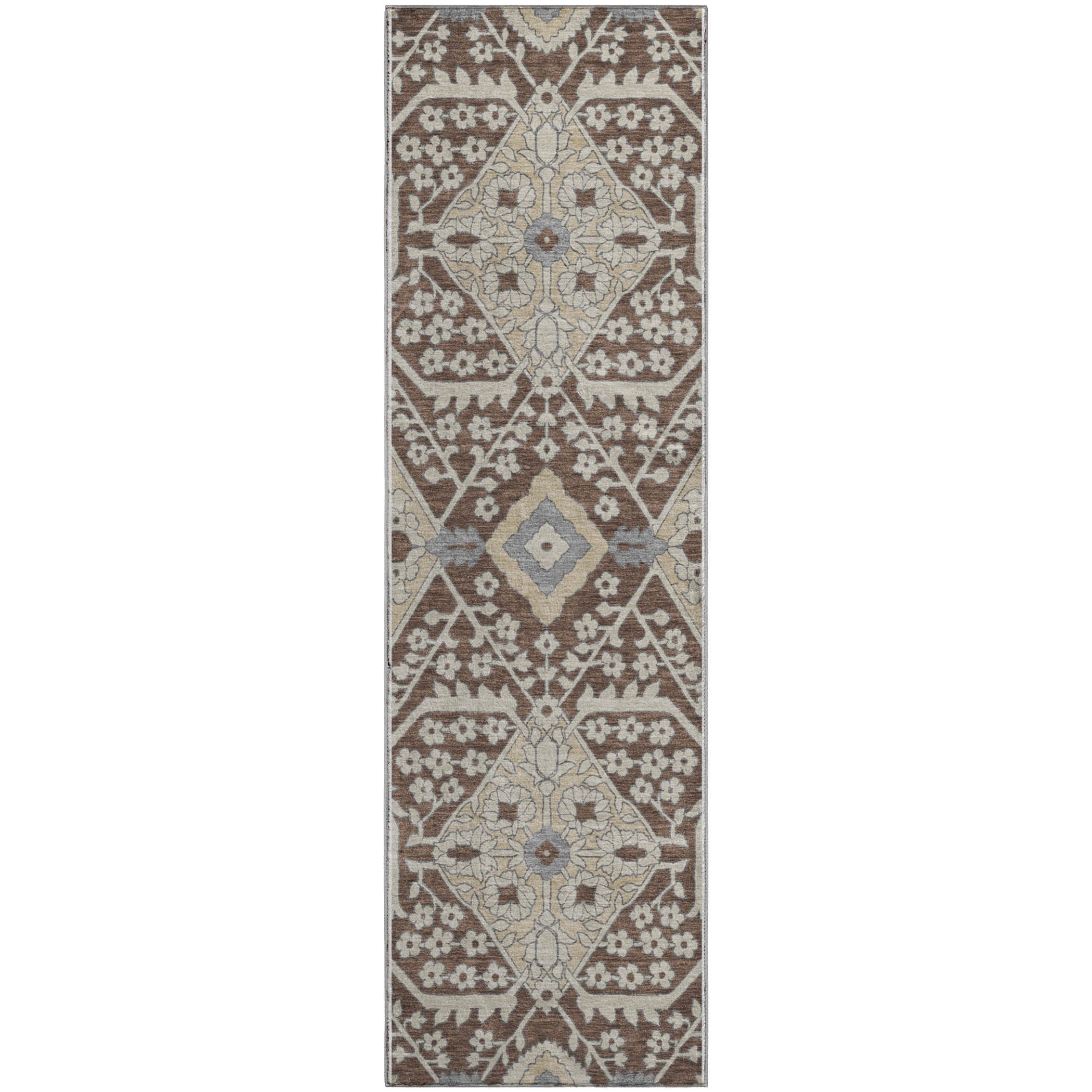 Sintra Machine Washable Transitional Chocolate Brown Rug 2'3" x 7'6" #shape_Runner