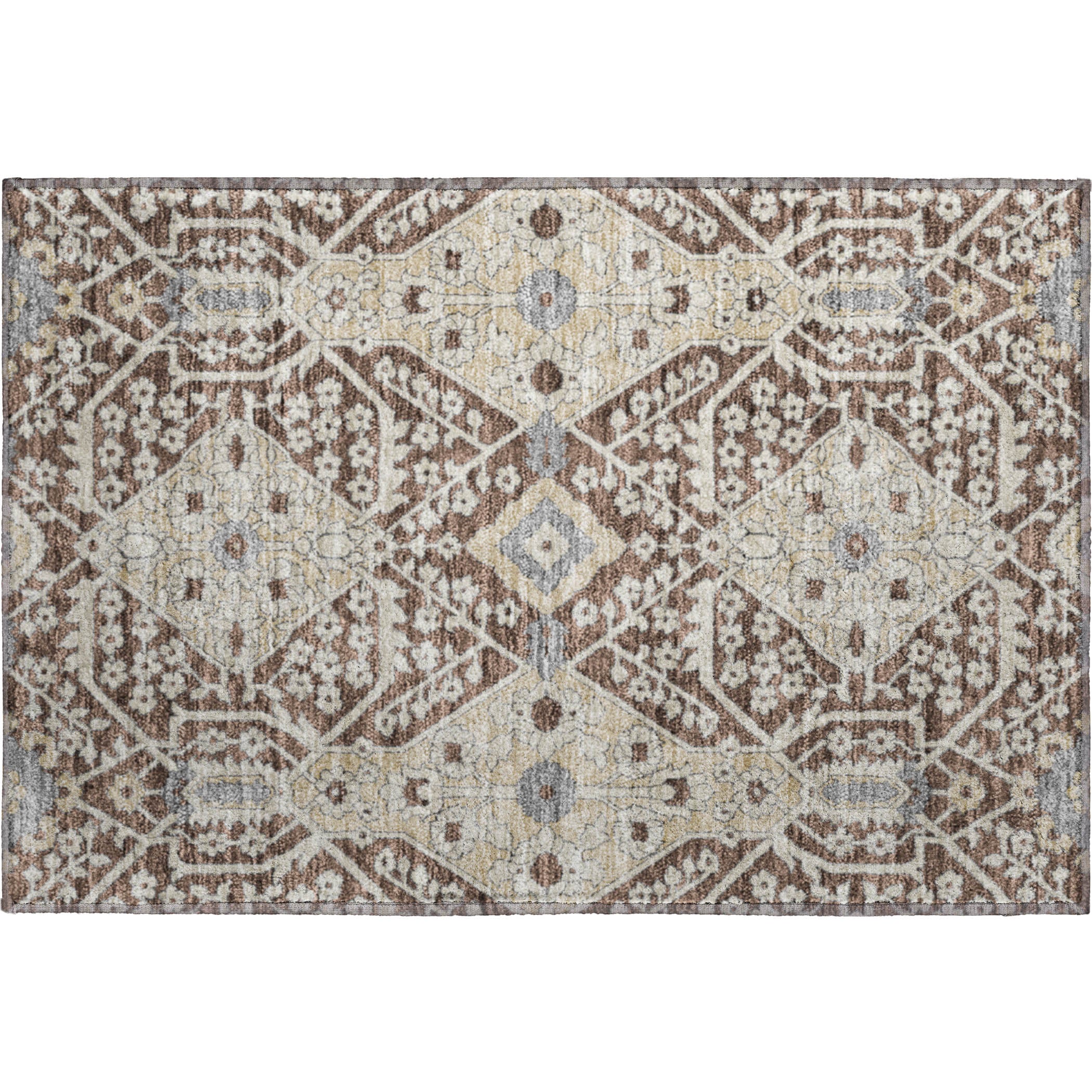 Sintra Machine Washable Transitional Chocolate Brown Rug 1'8" x 2'6" #shape_Rectangle