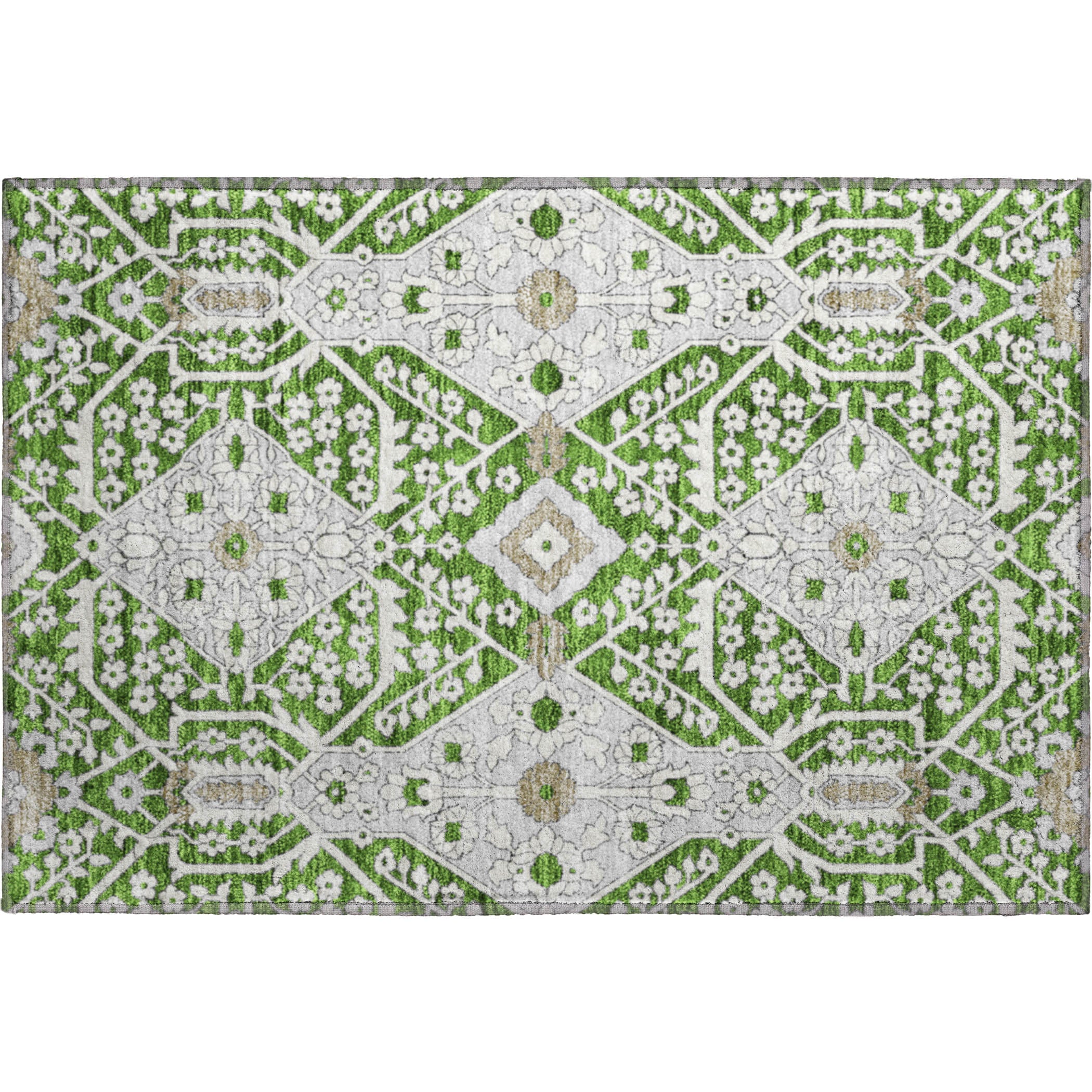 Sintra Machine Washable Transitional Green Rug 1'8" x 2'6" #shape_Rectangle