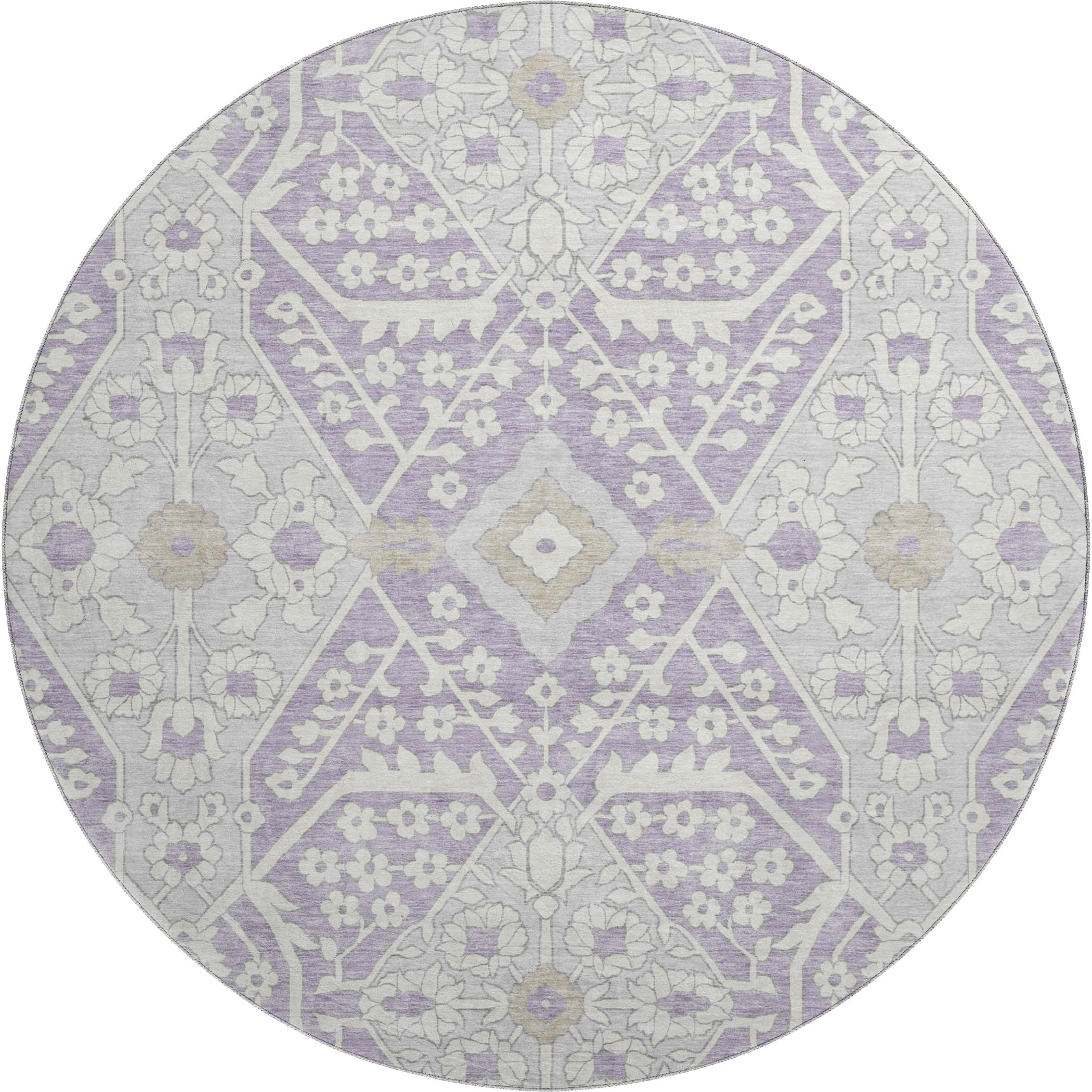 Sintra Machine Washable Transitional Lavender Purple Rug 8' x 8' #shape_Round