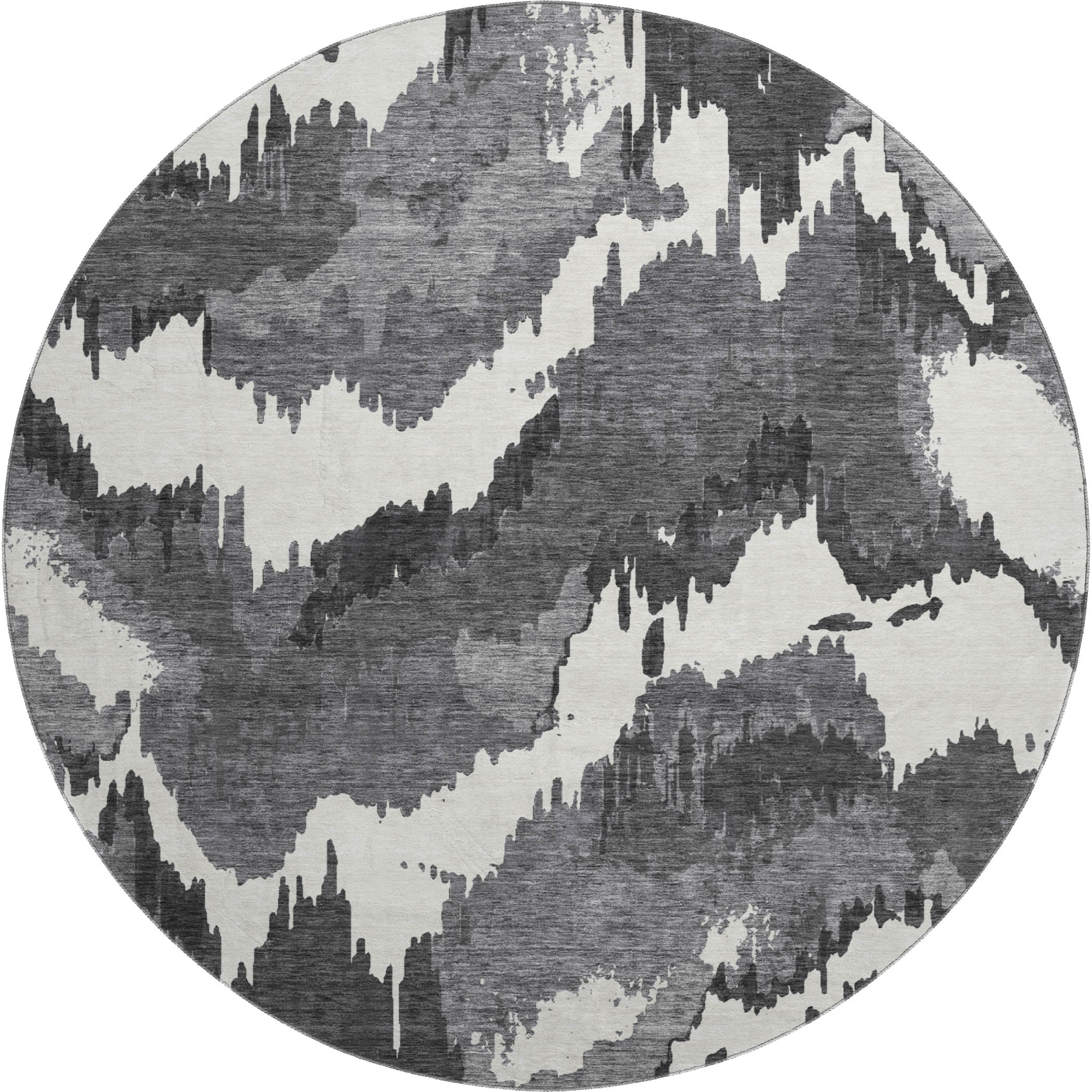 Valletta Machine Washable Transitional Black Rug 8' x 8' #shape_Round