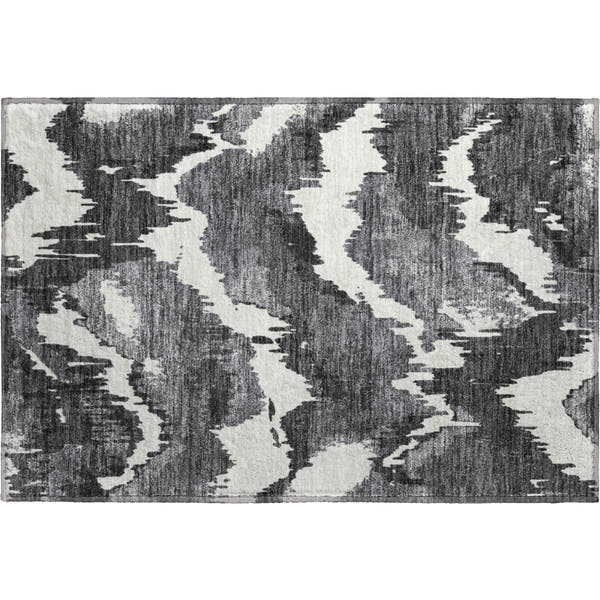 Valletta Machine Washable Transitional Black Rug 1'8" x 2'6"