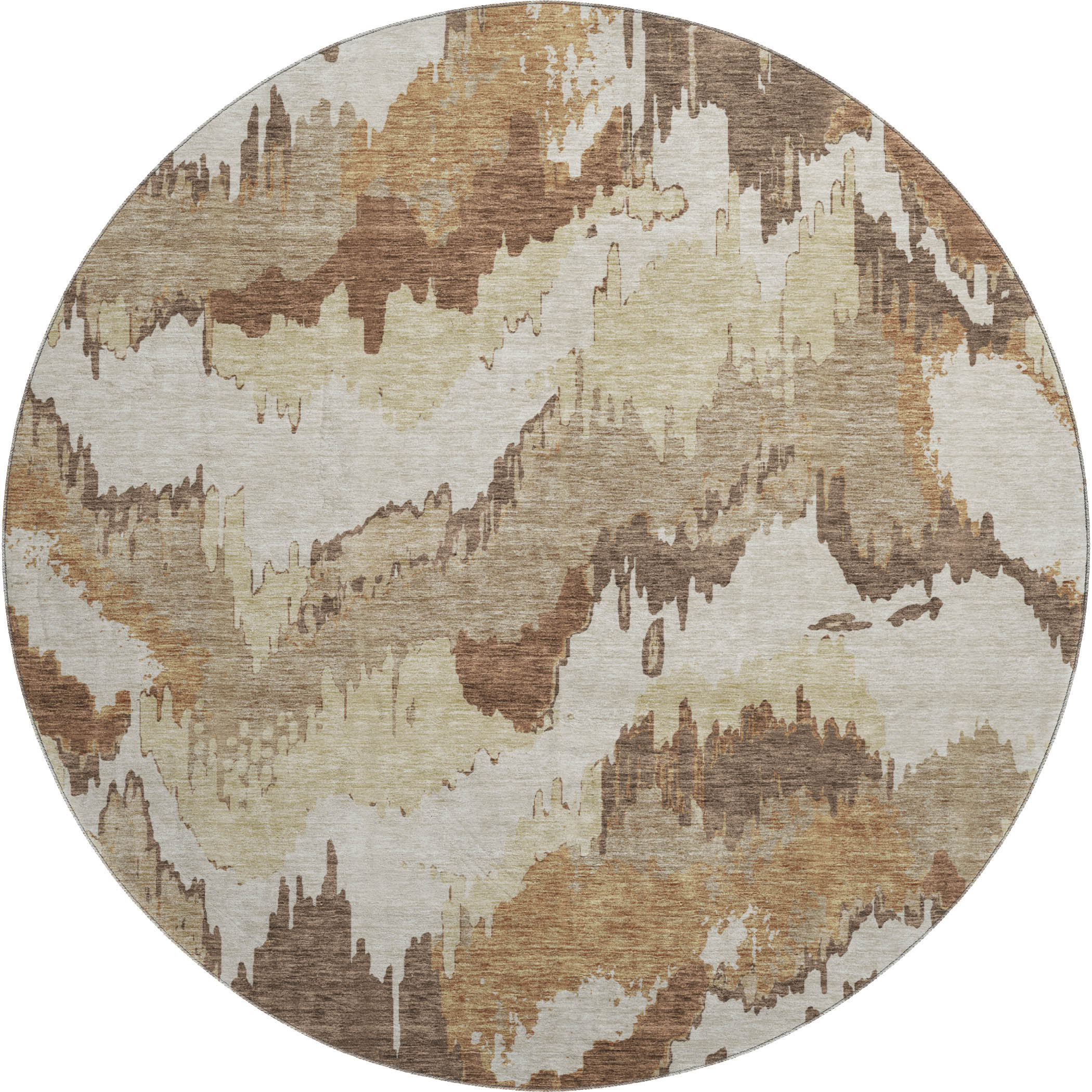 Valletta Machine Washable Transitional Chocolate Brown Rug 8' x 8' #shape_Round
