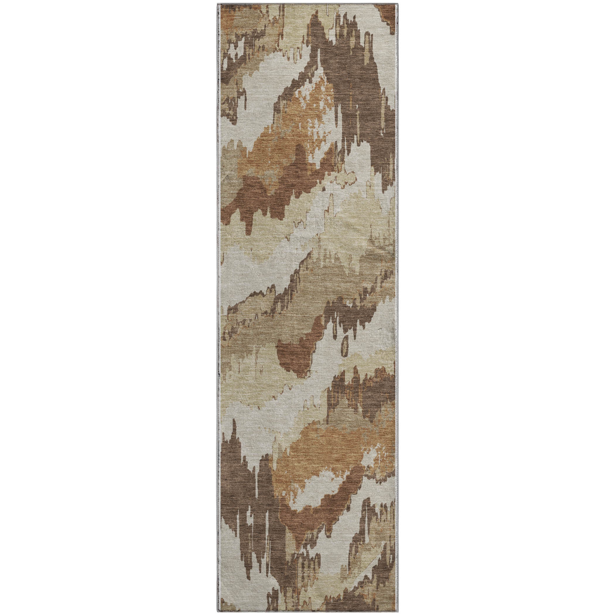 Valletta Machine Washable Transitional Chocolate Brown Rug 2'3" x 7'6" #shape_Runner