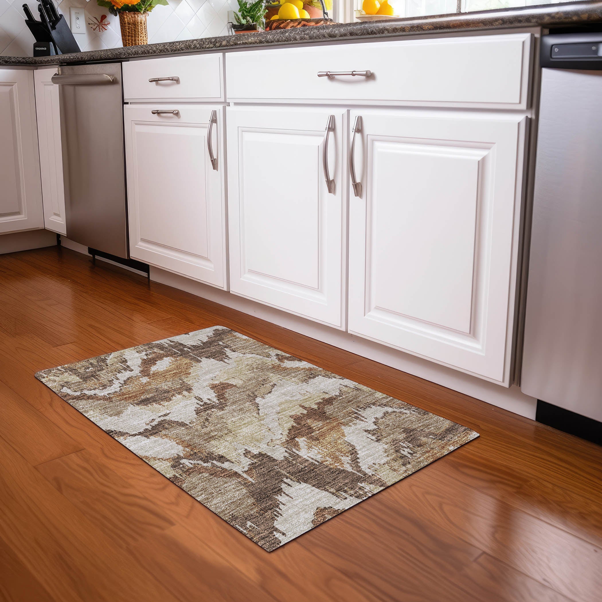 Valletta Machine Washable Transitional Chocolate Brown Rug 1'8" x 2'6" #shape_Rectangle