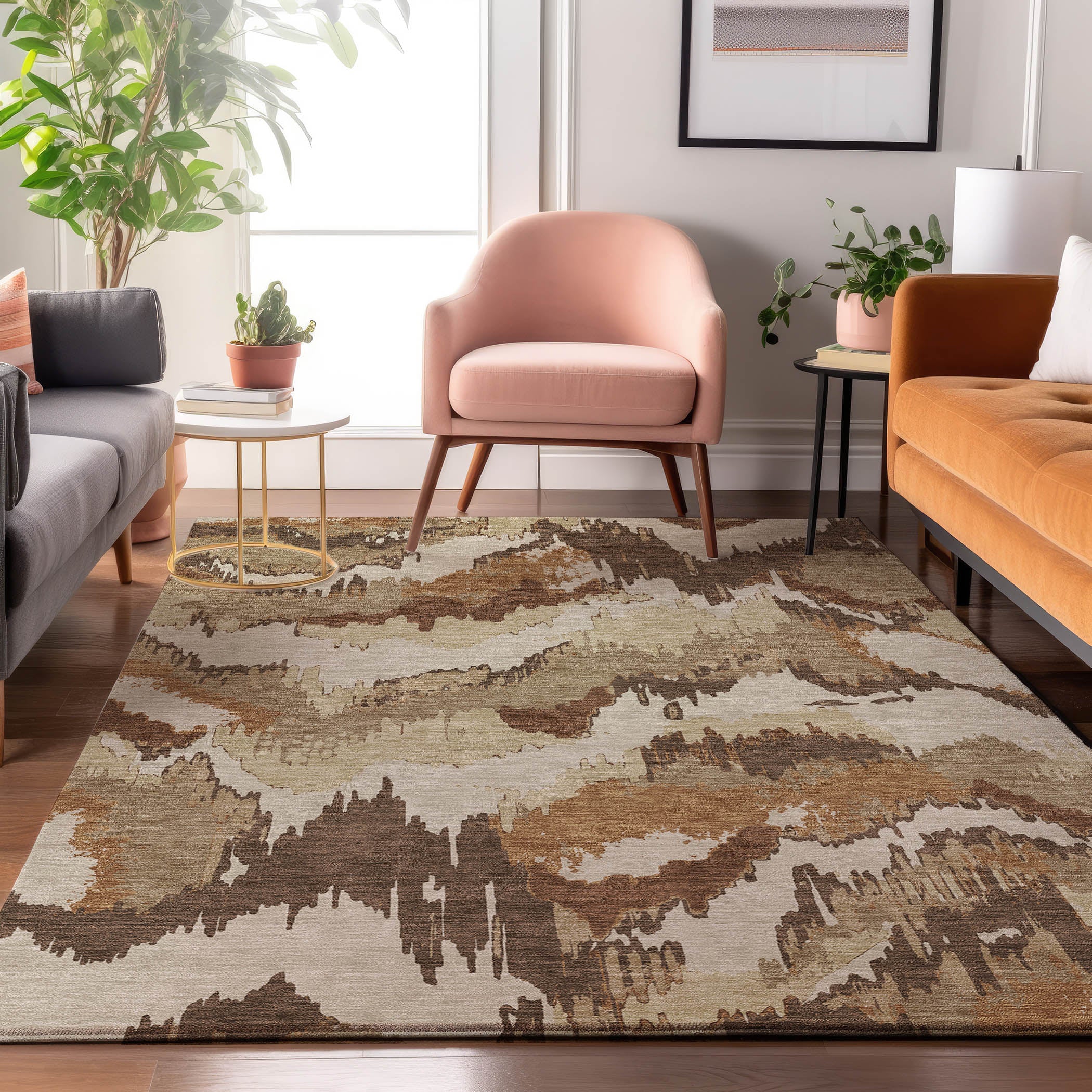 Valletta Machine Washable Transitional Chocolate Brown Rug 2'6" x 3'10" #shape_Rectangle