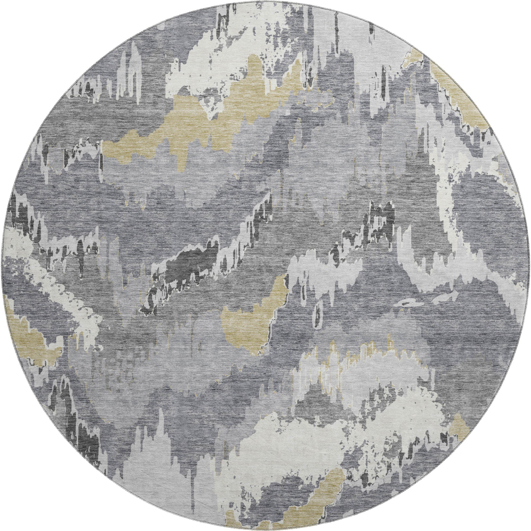 Valletta Machine Washable Transitional Gray Rug 8' x 8' #shape_Round