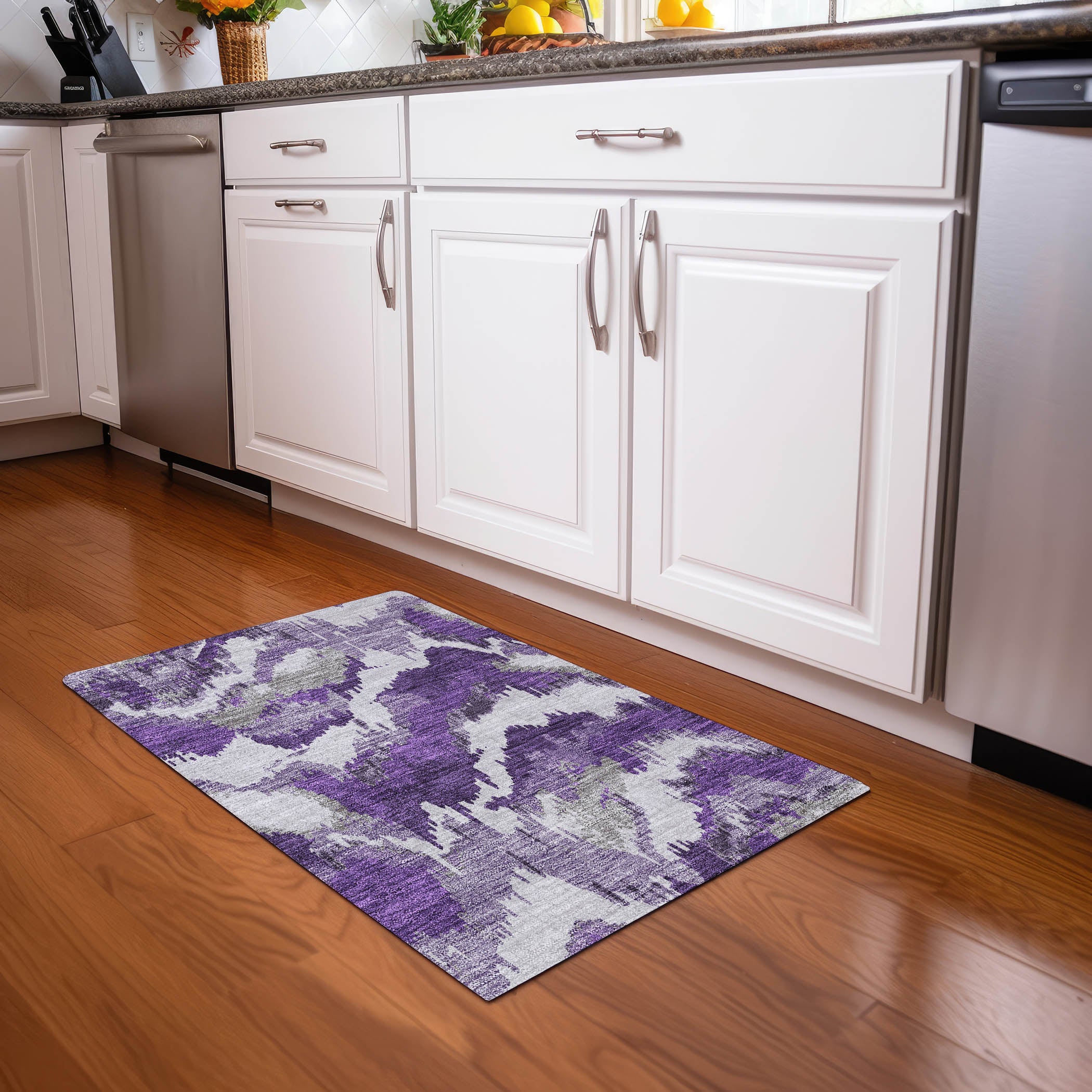 Valletta Machine Washable Transitional Purple Rug 1'8" x 2'6" #shape_Rectangle