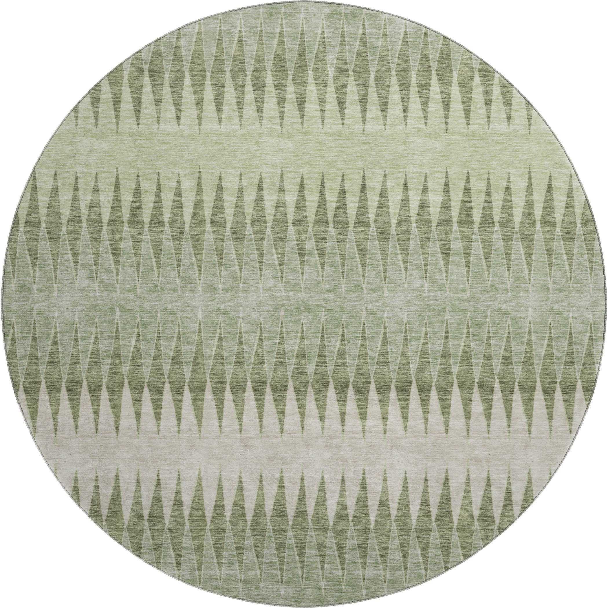 Bern Machine Washable Transitional Aloe Green Rug 8' x 8' #shape_Round