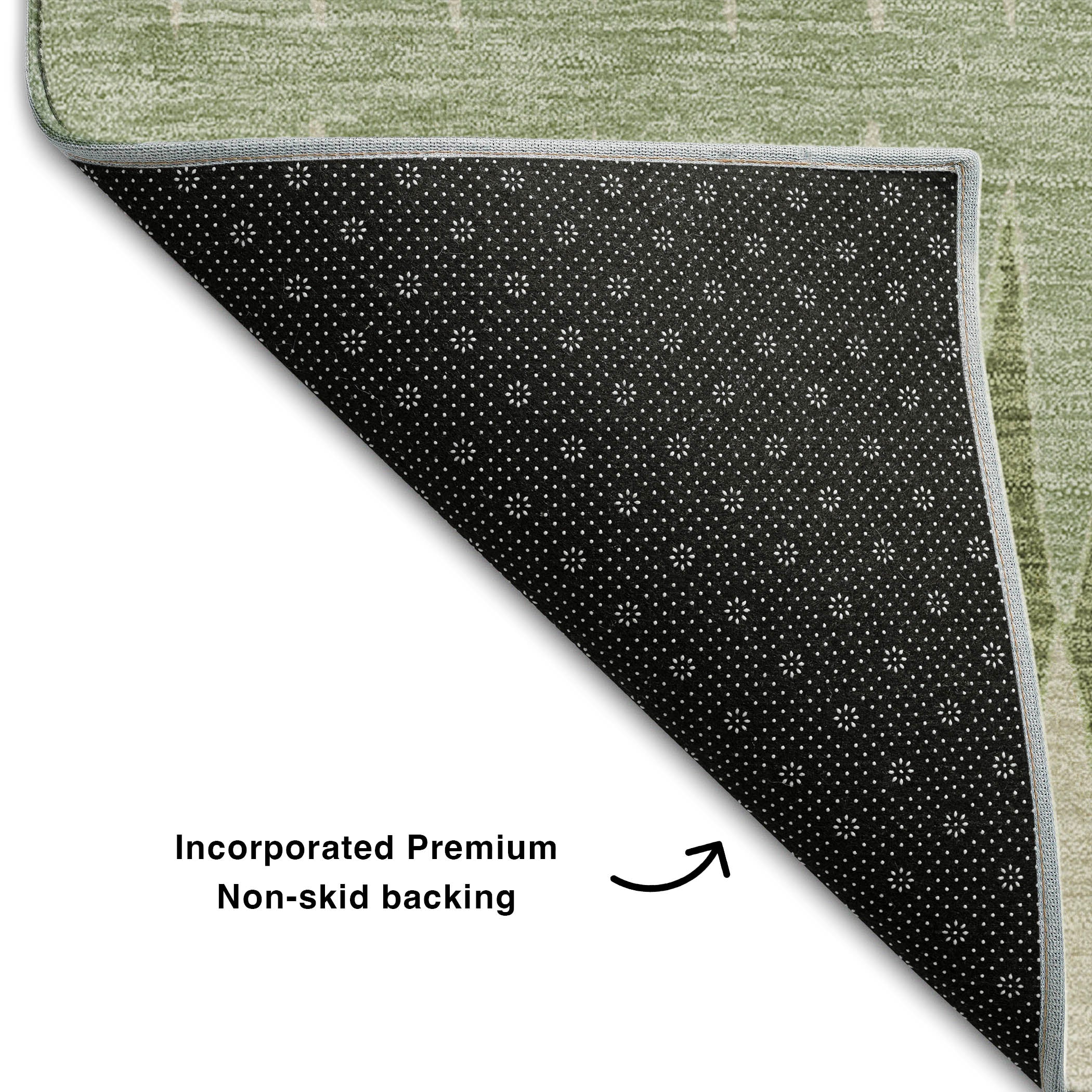 Bern Machine Washable Transitional Aloe Green Rug 1'8" x 2'6" #shape_Rectangle