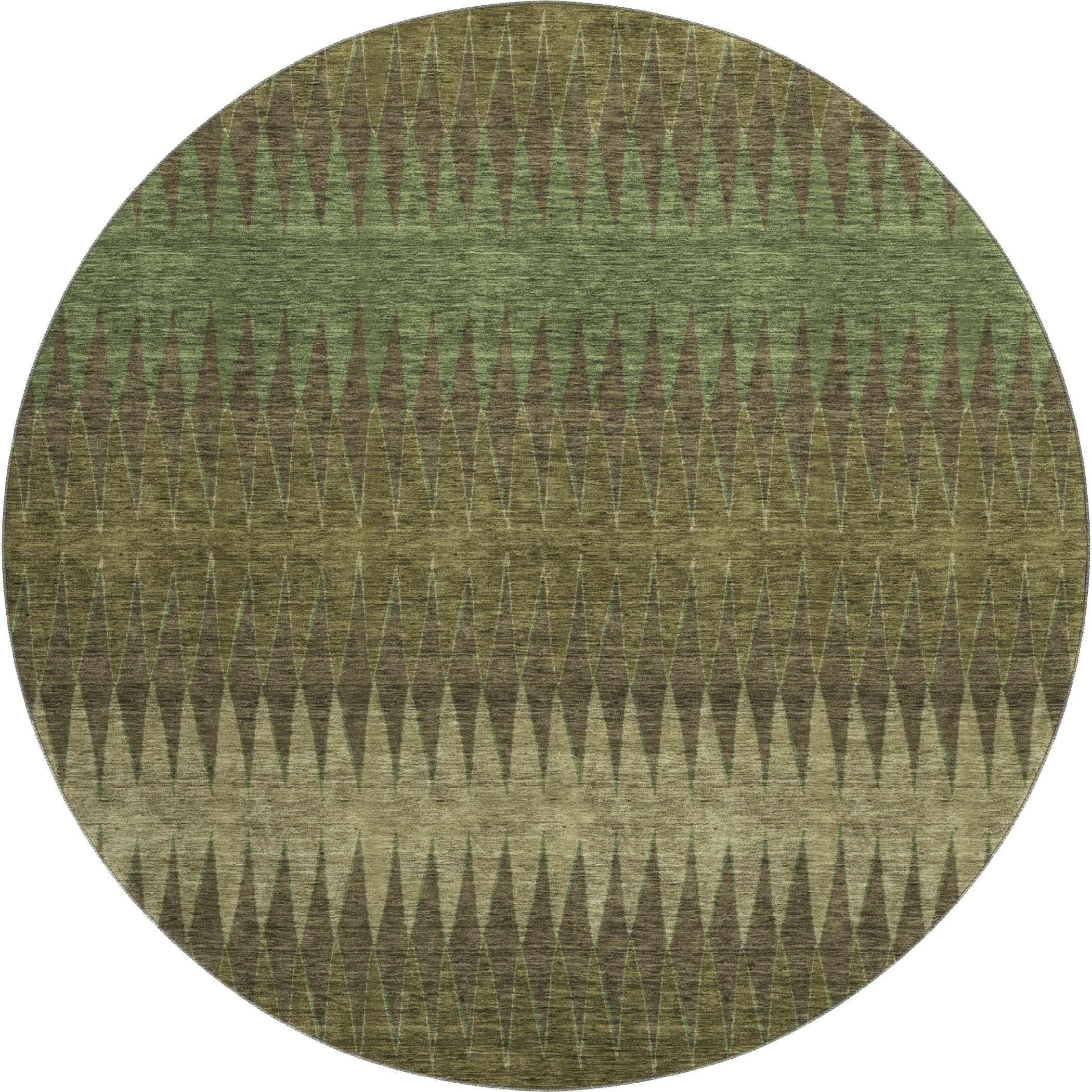 Bern Machine Washable Transitional Olive Green Rug 8' x 8' #shape_Round