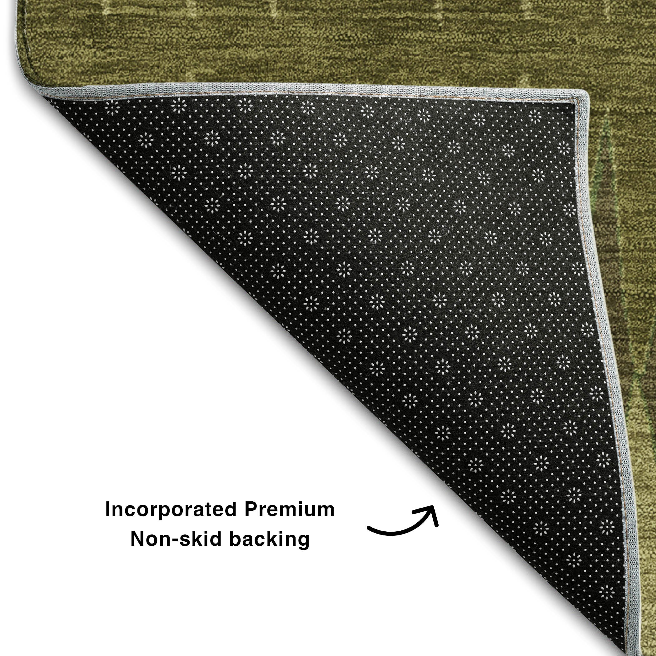 Bern Machine Washable Transitional Olive Green Rug 1'8" x 2'6" #shape_Rectangle