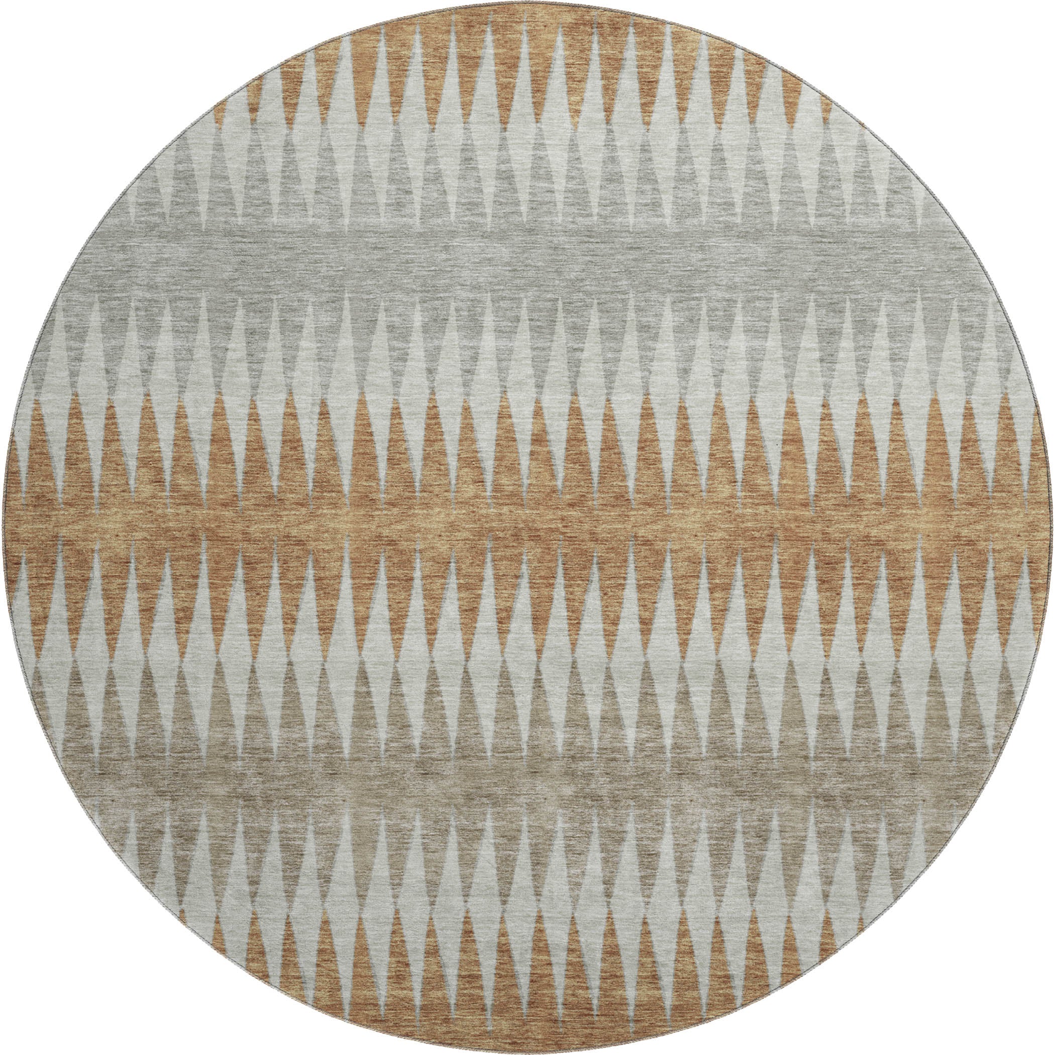 Bern Machine Washable Transitional Paprika Orange Rug 8' x 8' #shape_Round