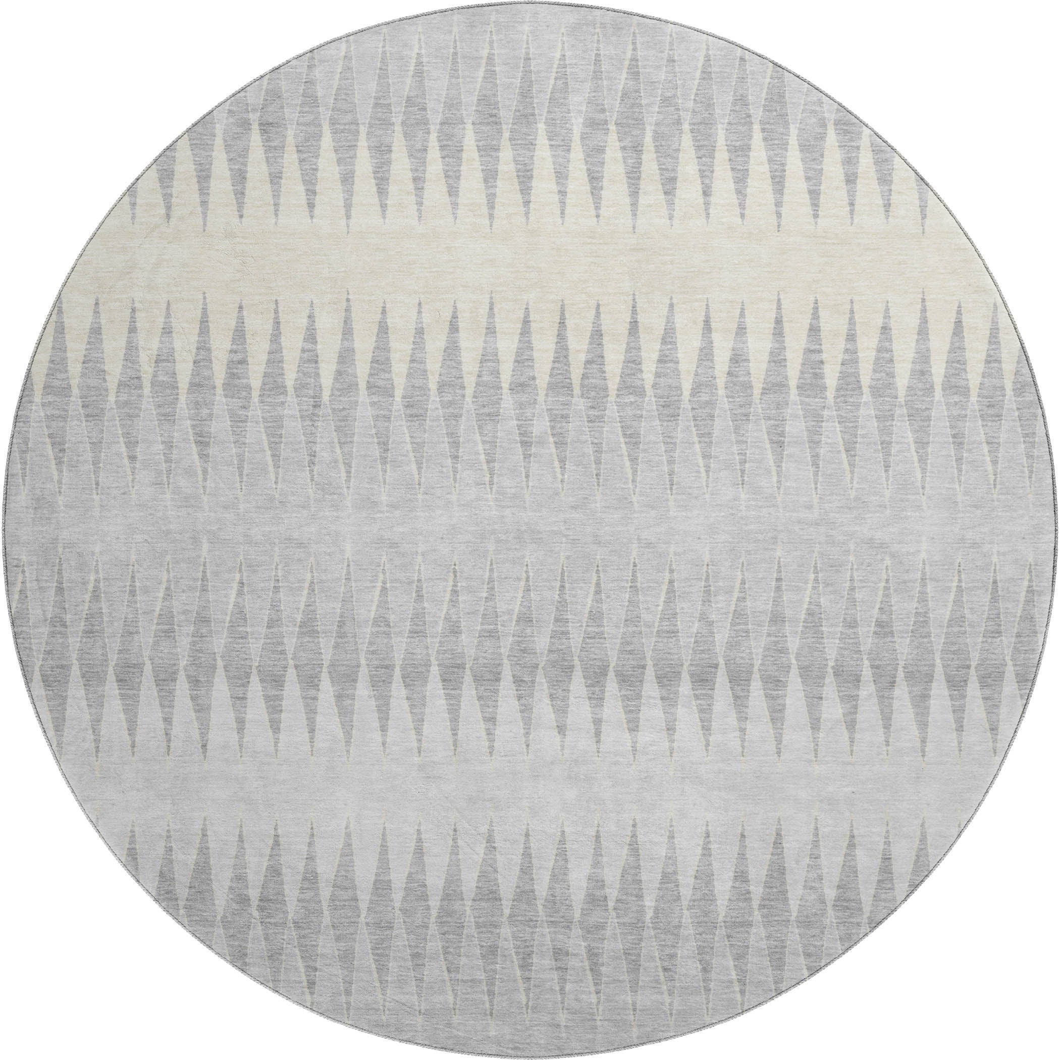 Bern Machine Washable Transitional Silver Gray Rug 8' x 8' #shape_Round