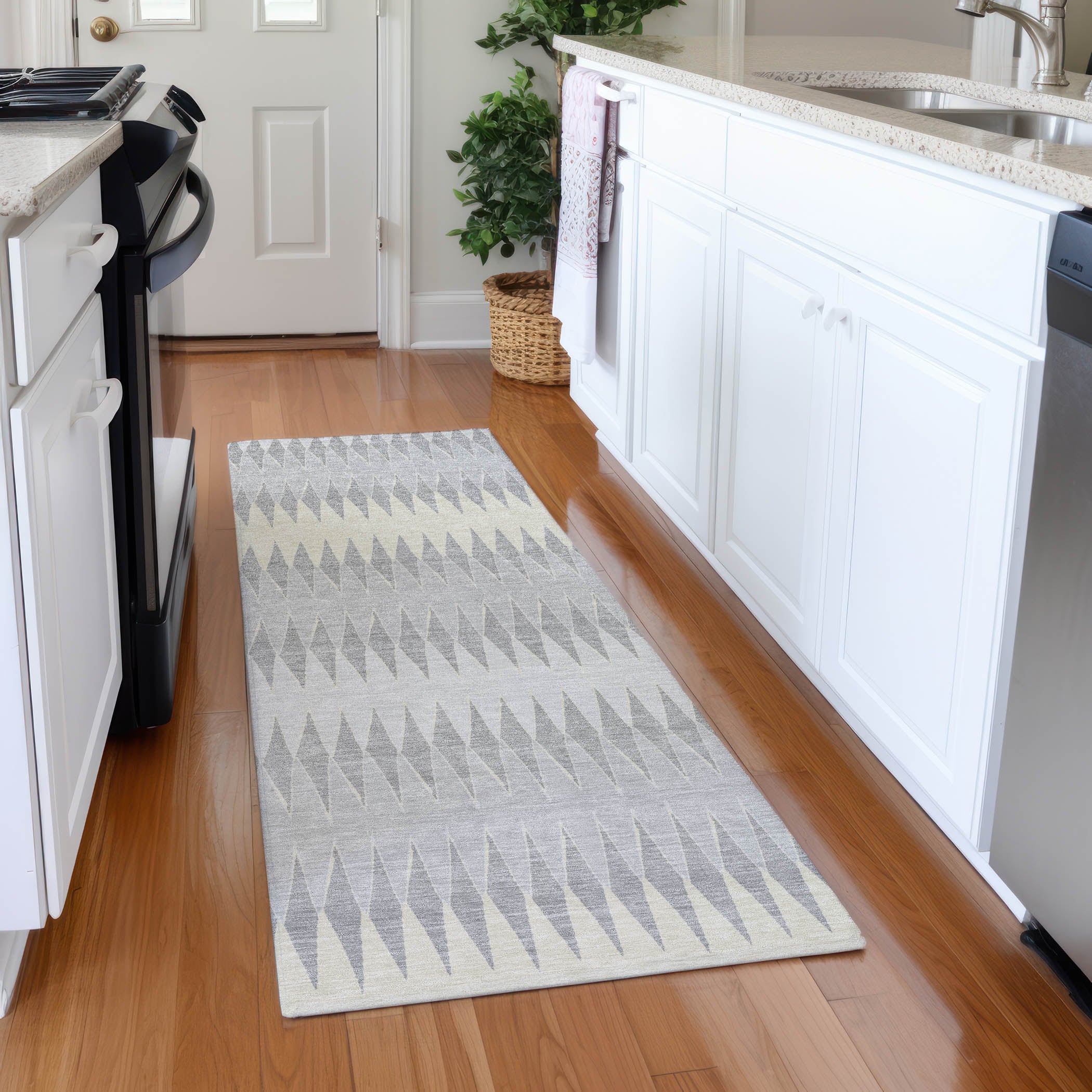 Bern Machine Washable Transitional Silver Gray Rug 2'3" x 7'6" #shape_Runner