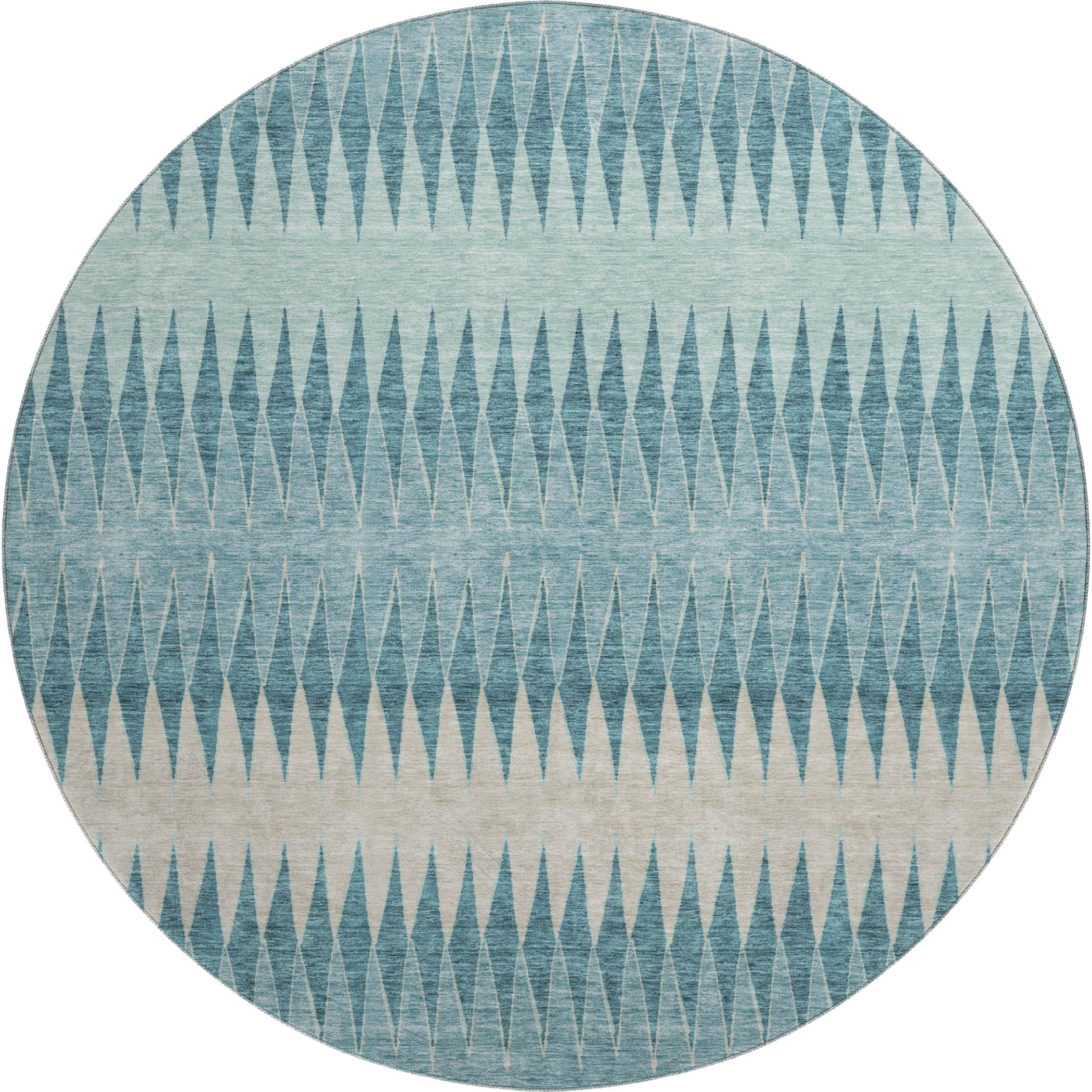 Bern Machine Washable Transitional Teal Rug 8' x 8' #shape_Round