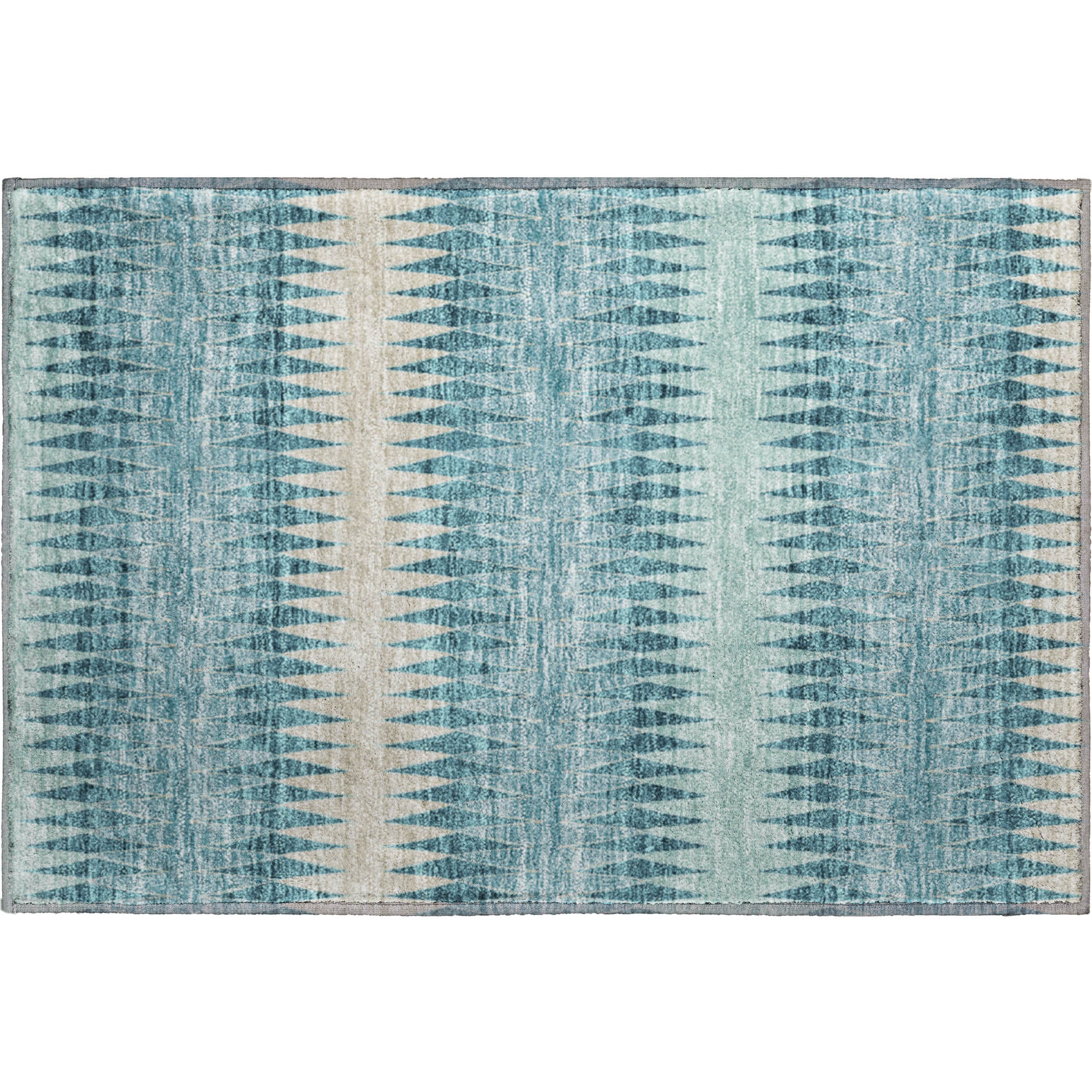 Bern Machine Washable Transitional Teal Rug 1'8" x 2'6" #shape_Rectangle