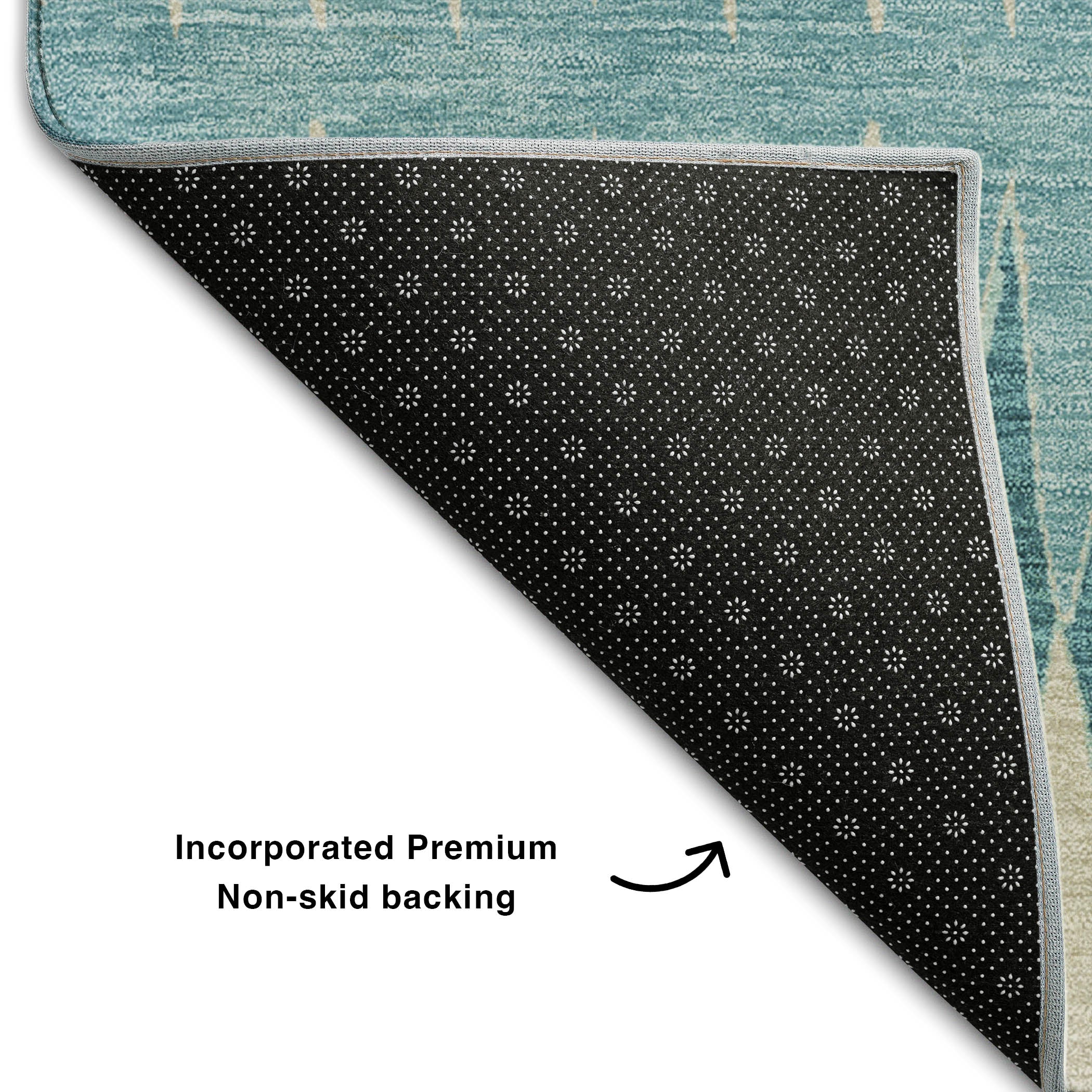 Bern Machine Washable Transitional Teal Rug 1'8" x 2'6" #shape_Rectangle