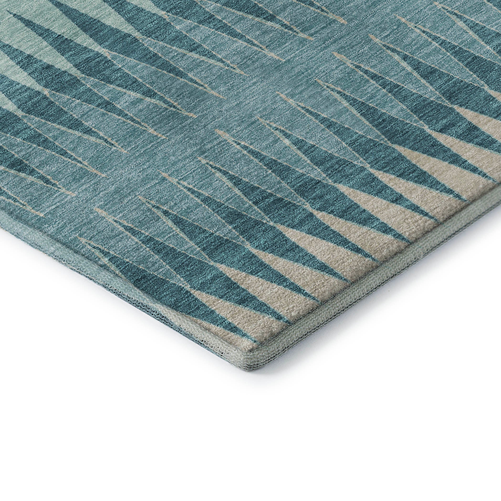 Bern Machine Washable Transitional Teal Rug 1'8" x 2'6" #shape_Rectangle