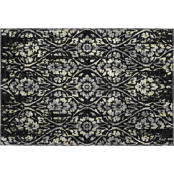 Cartagena Machine Washable Transitional Black Rug 1'8" x 2'6"