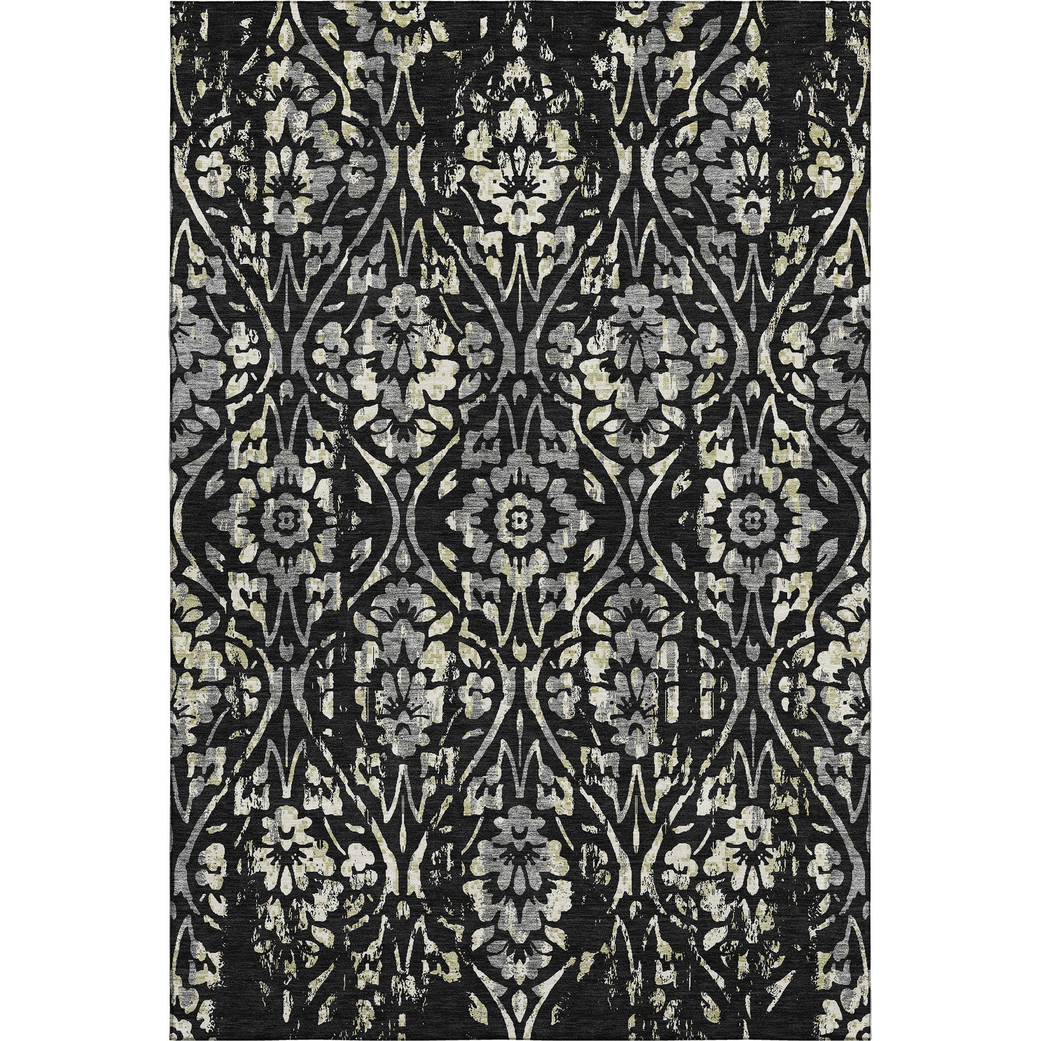 Cartagena Machine Washable Transitional Black Rug 2'6" x 3'10" #shape_Rectangle