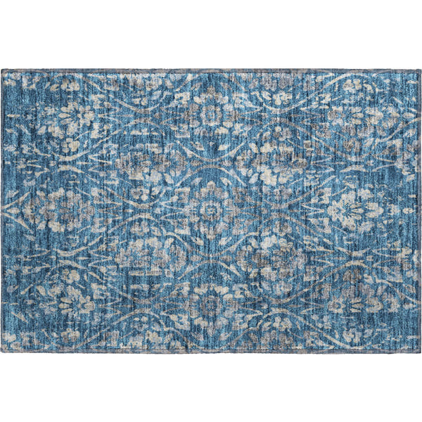 Cartagena Machine Washable Transitional Blue Rug 1'8" x 2'6"