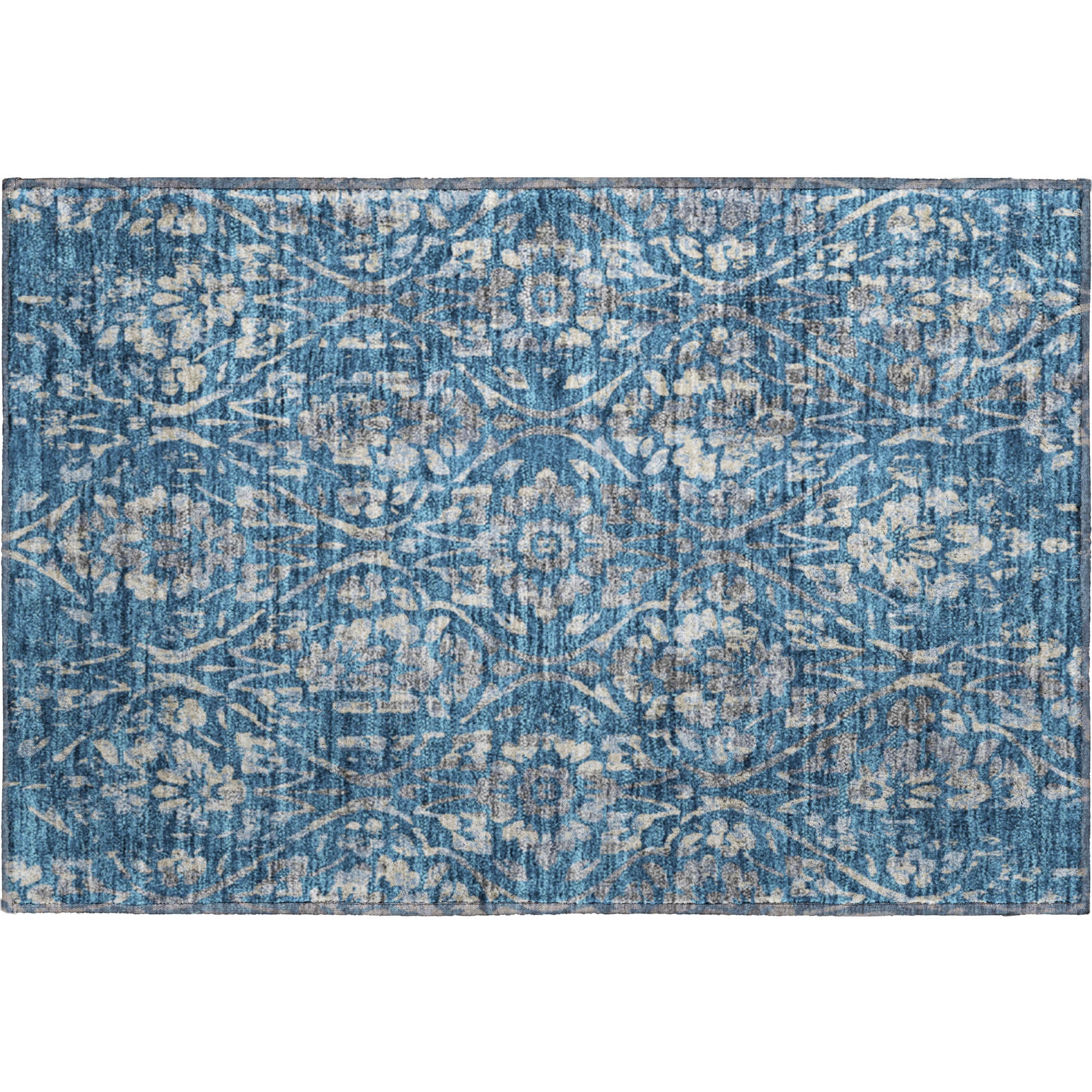 Cartagena Machine Washable Transitional Blue Rug 1'8" x 2'6" #shape_Rectangle