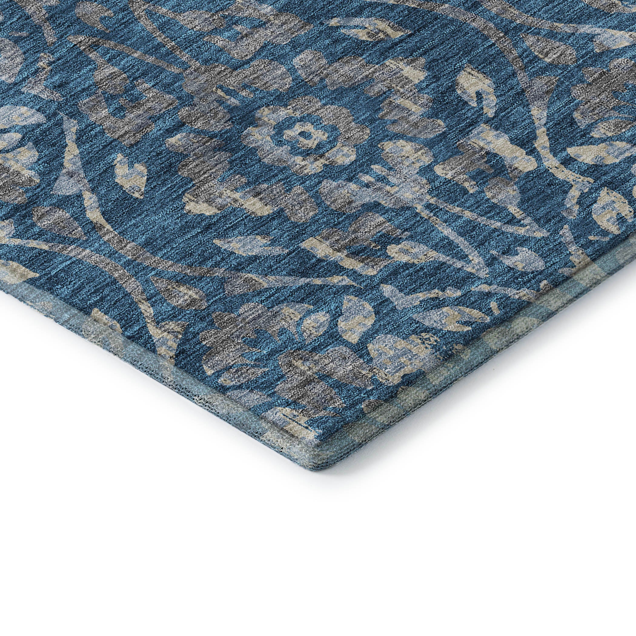 Cartagena Machine Washable Transitional Blue Rug 1'8" x 2'6" #shape_Rectangle