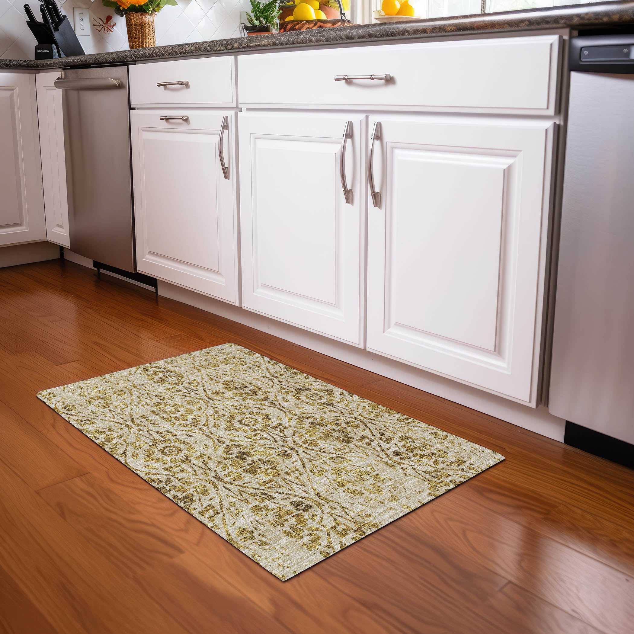 Cartagena Machine Washable Transitional Gold Rug 1'8" x 2'6" #shape_Rectangle