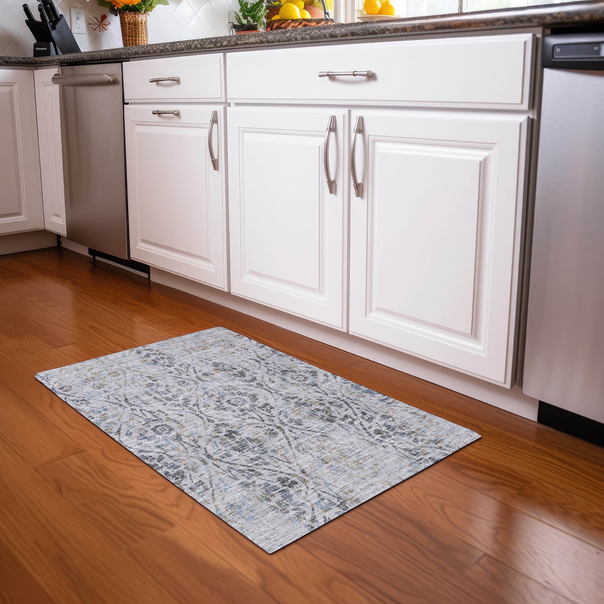 Cartagena Machine Washable Transitional Gray Rug 1'8" x 2'6" #shape_Rectangle