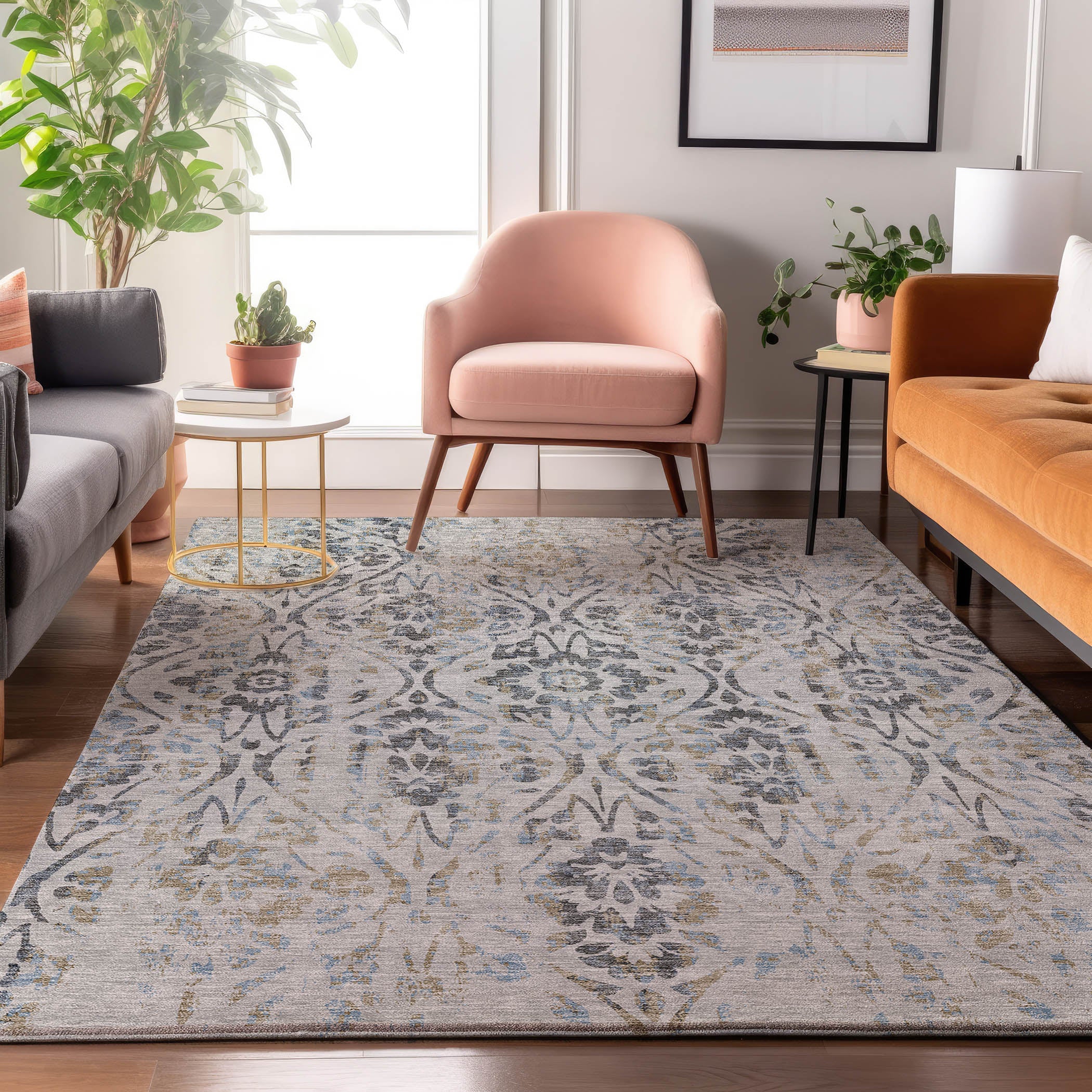 Cartagena Machine Washable Transitional Gray Rug 2'6" x 3'10" #shape_Rectangle