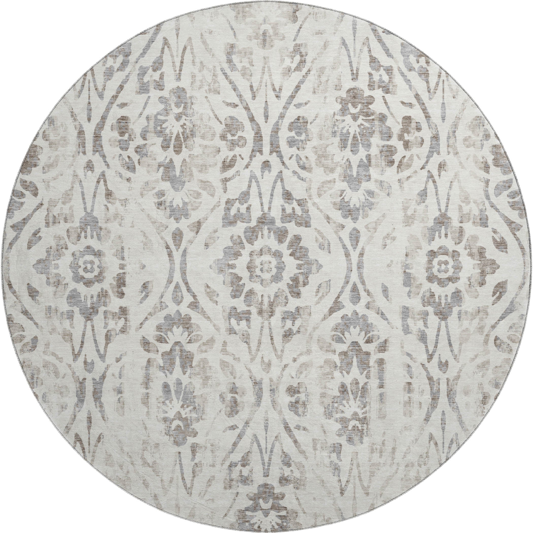 Cartagena Machine Washable Transitional Ivory Rug 8' x 8' #shape_Round