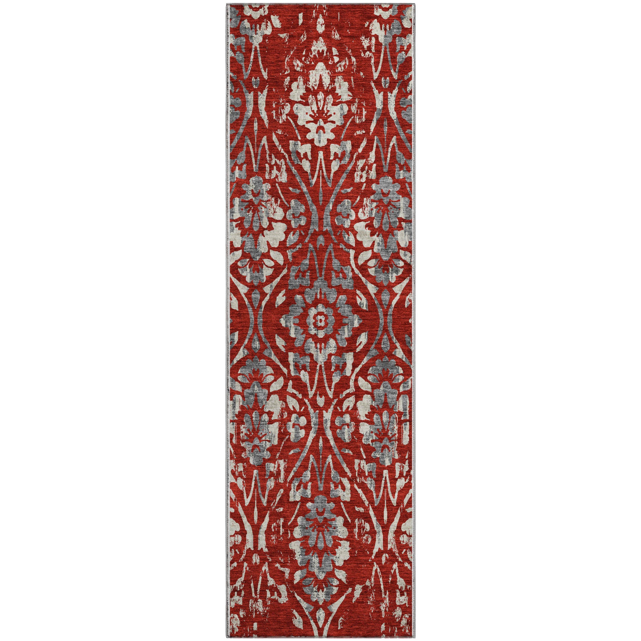 Cartagena Machine Washable Transitional Red Rug 2'3" x 7'6" #shape_Runner