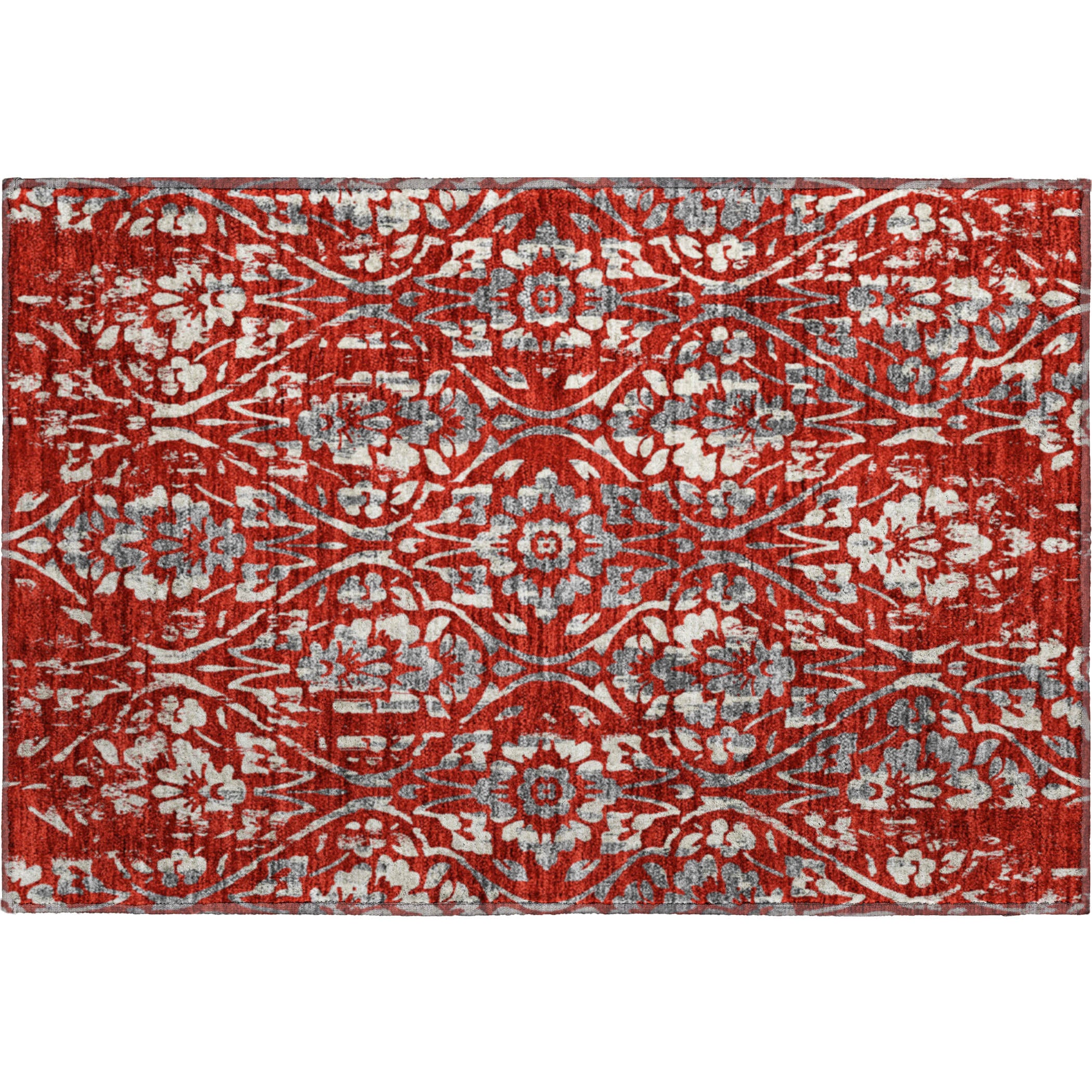 Cartagena Machine Washable Transitional Red Rug 1'8" x 2'6" #shape_Rectangle